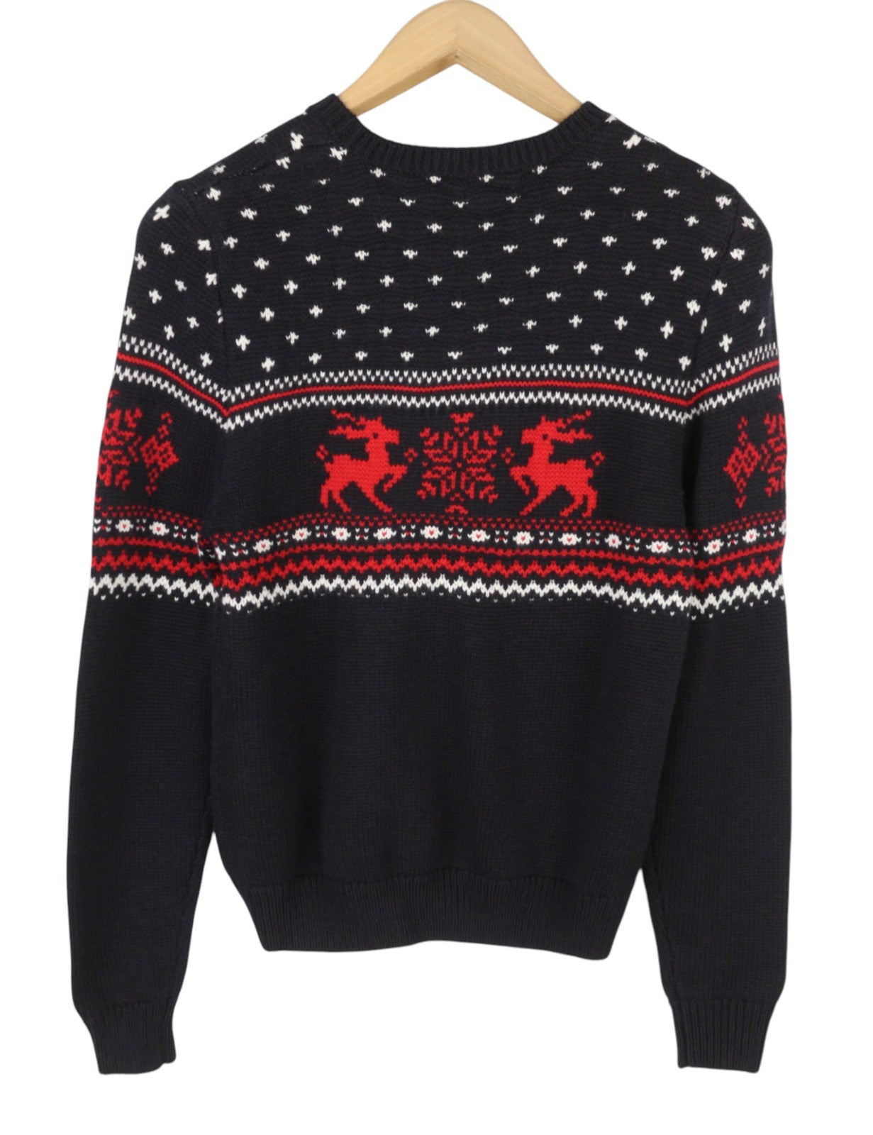 SUISTUDIO Women's Jumper M Navy Wool Blend Happy Holidays Pull On