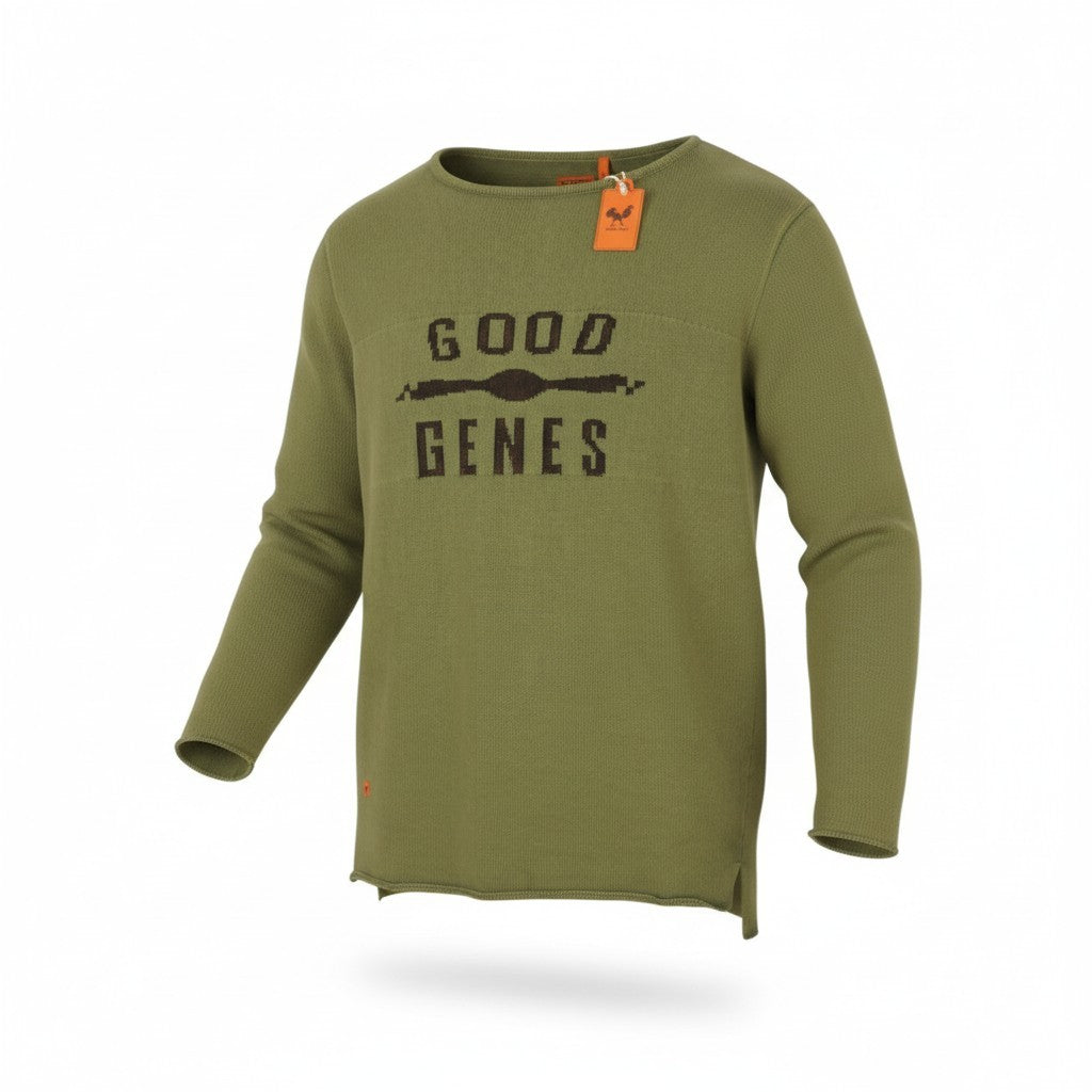 GOOD GENES Men's Jumper XL Olive Green Knit Long Back Pull On