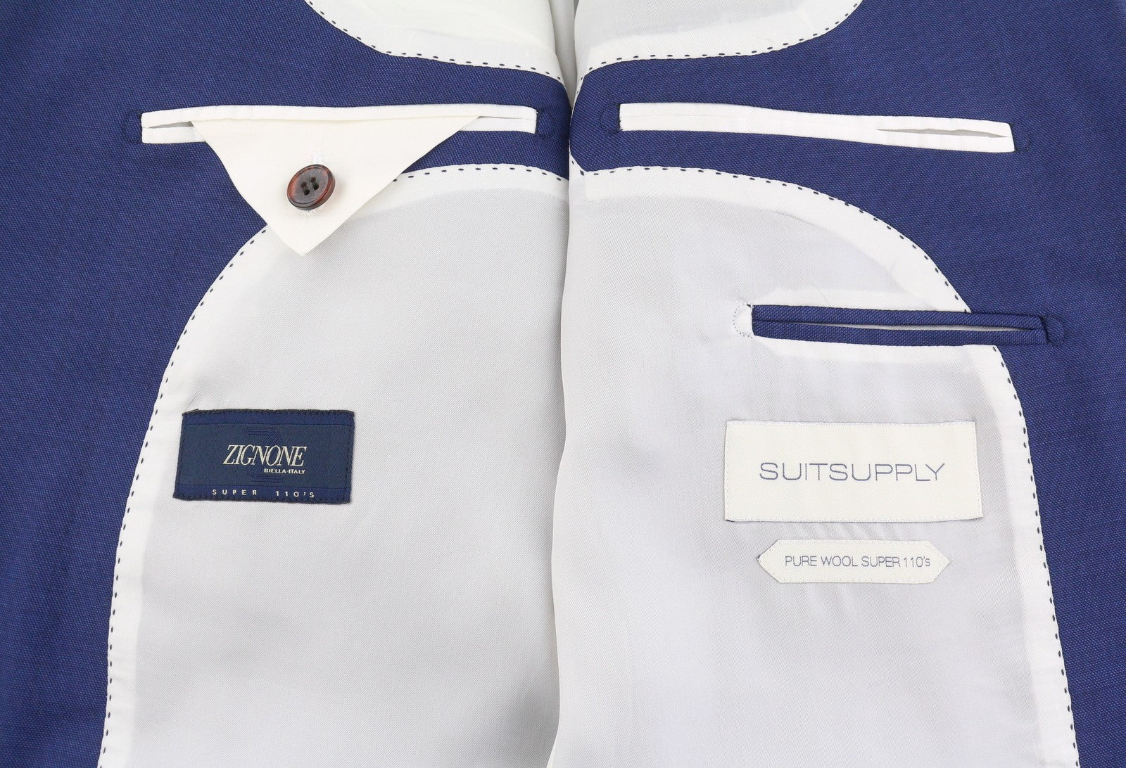 SUITSUPPLY Napoli Men's Blazer UK38L Blue Wool Slim Single-Breasted