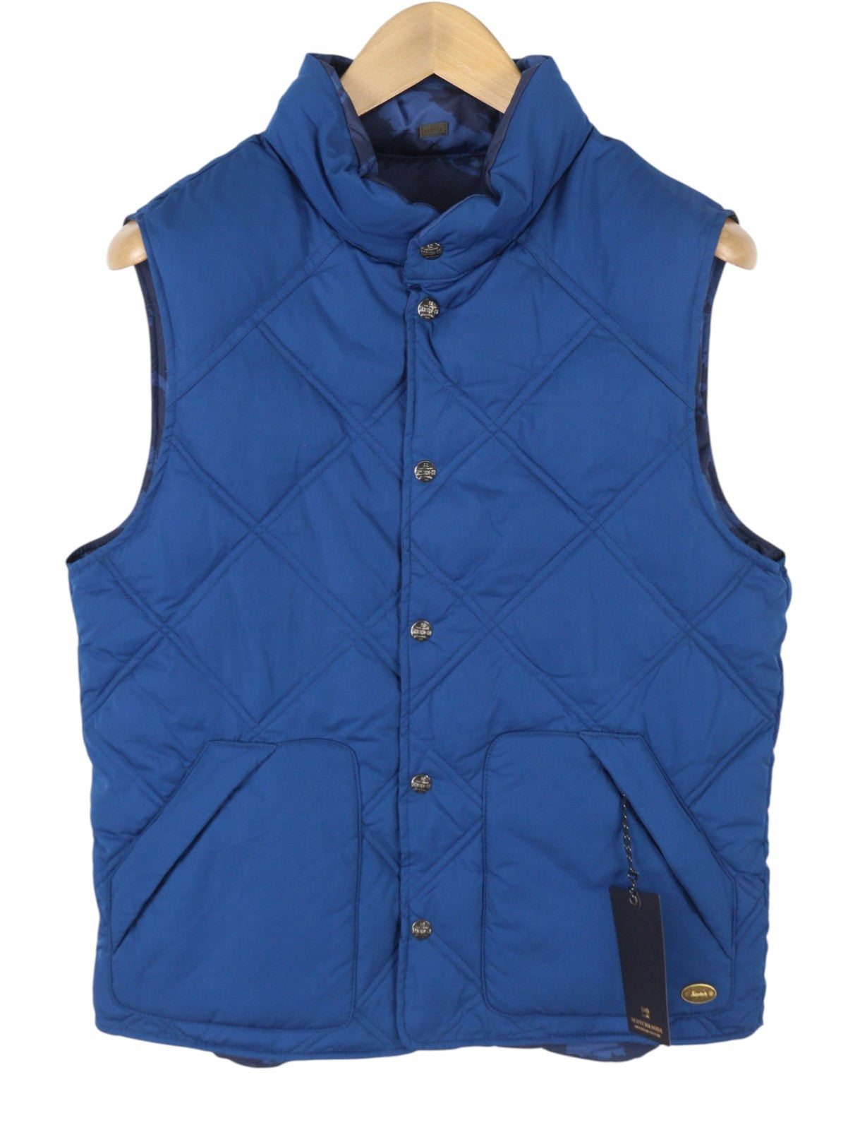 SCOTCH & SODA Men's Waistcoat M Blue Camo Reversible Quilted Two-Tone