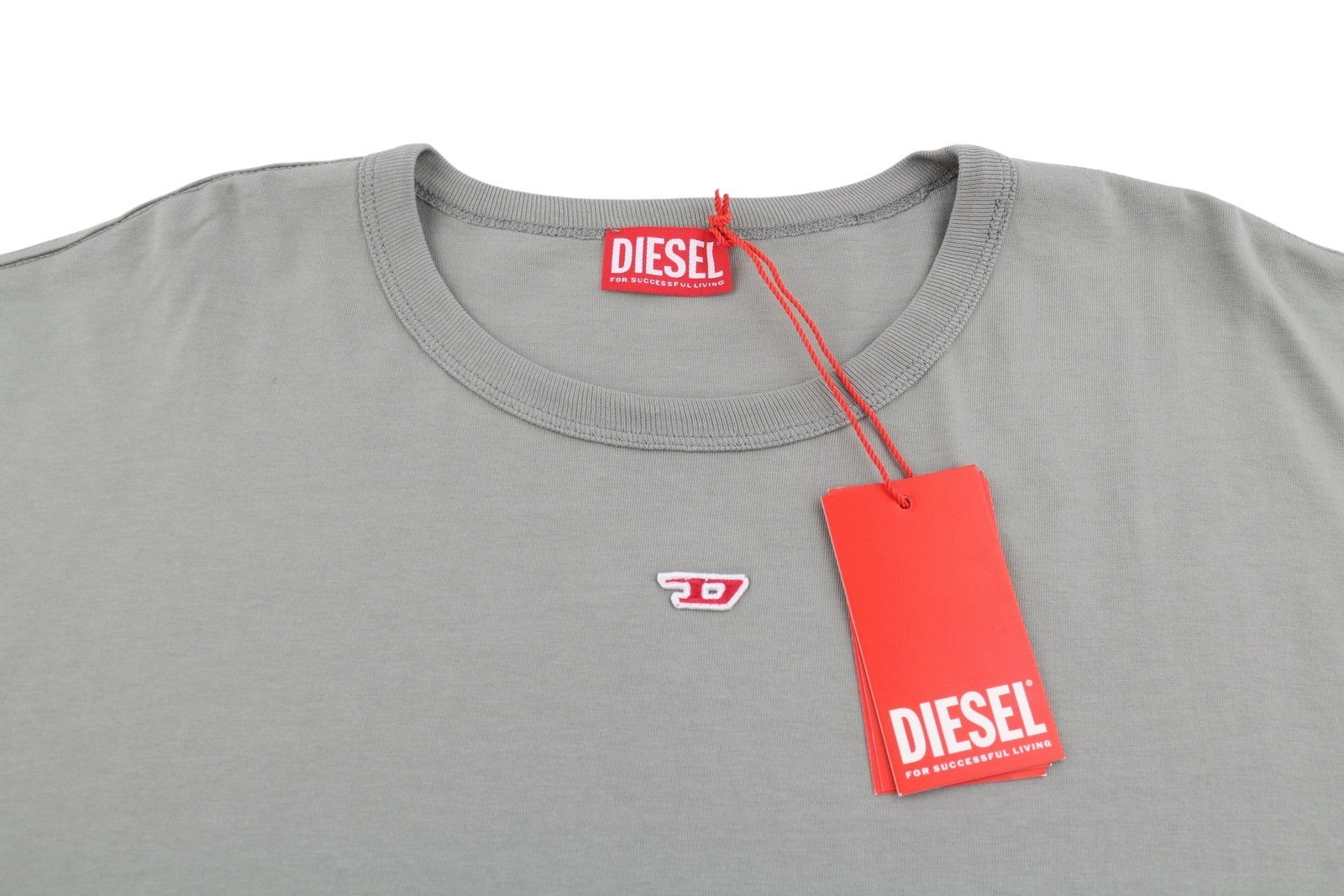 DIESEL T-Boxt-R23 Men T-Shirt L Grey Oversized Cotton Crew Neck Short Sleeved