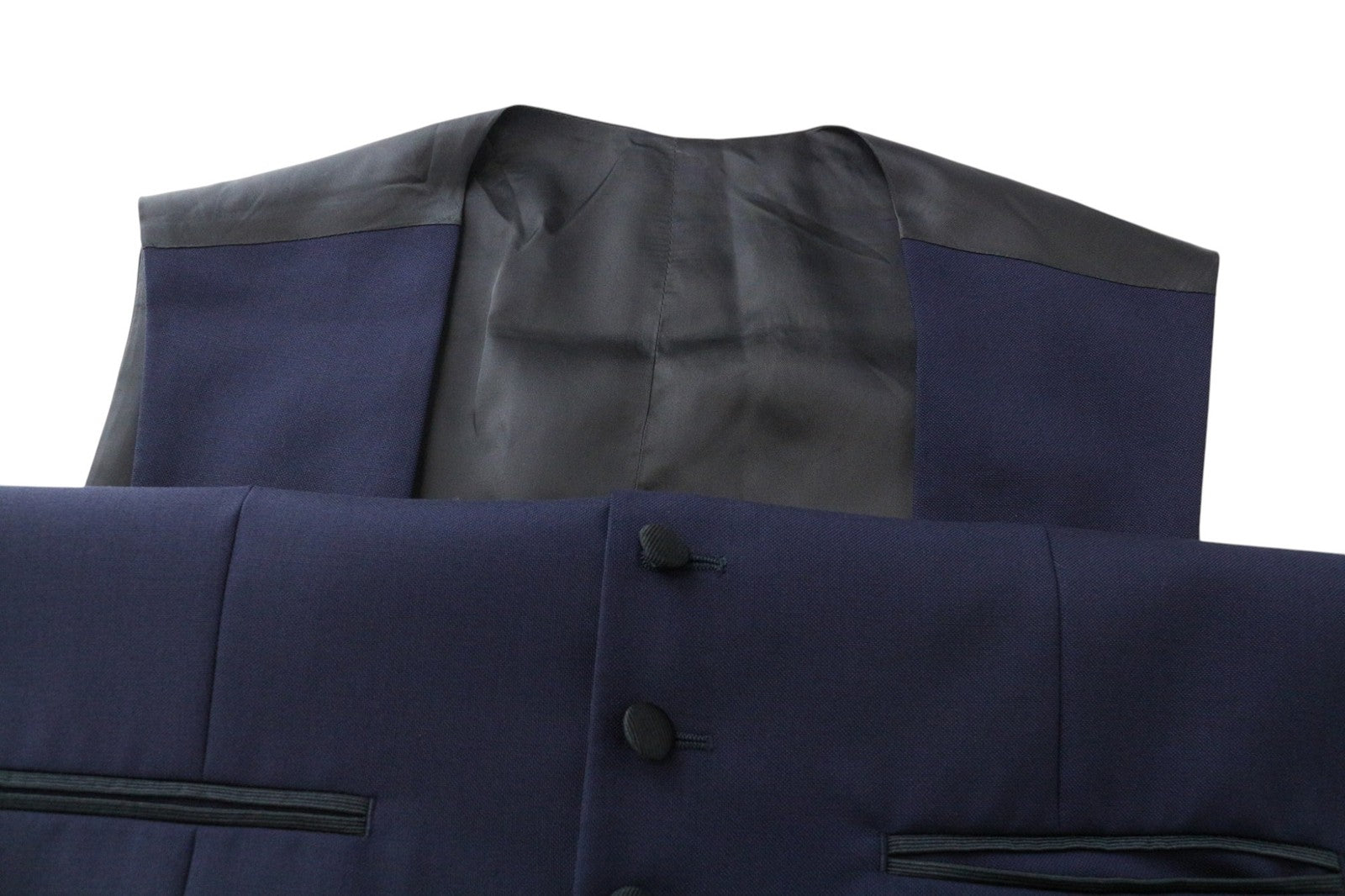 SUITSUPPLY La Spalla Men Suit UK40R Blue Slim 3-Piece Melange Pure Wool Tux