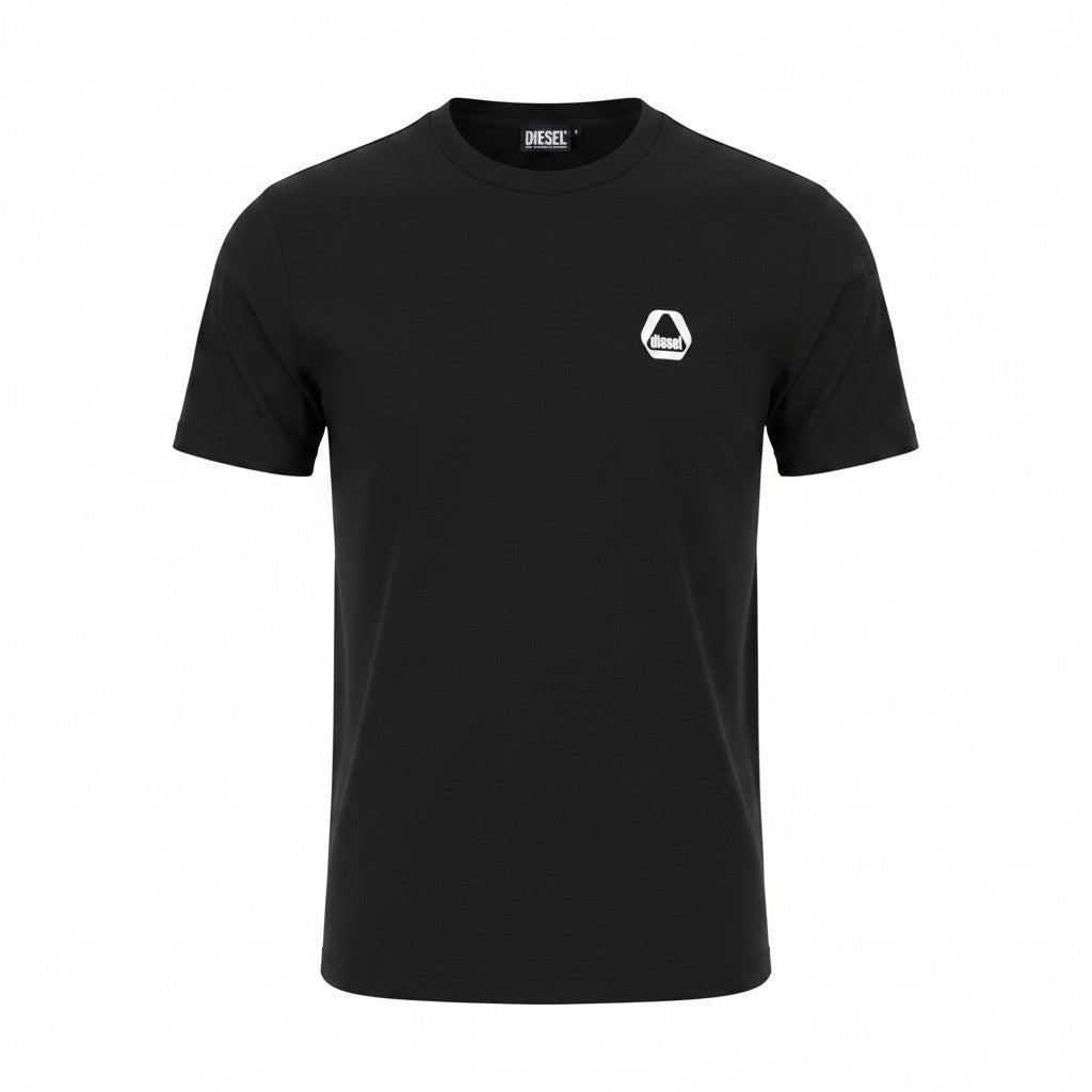 DIESEL T-Just 8-3 Men T-Shirt XL Black Crew Neck Cotton Short Sleeved