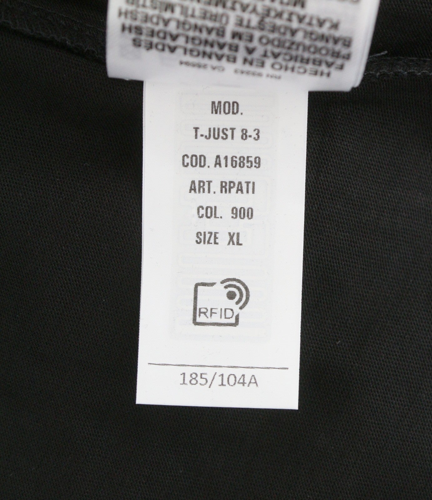 DIESEL T-Just 8-3 Men T-Shirt XL Black Crew Neck Cotton Short Sleeved