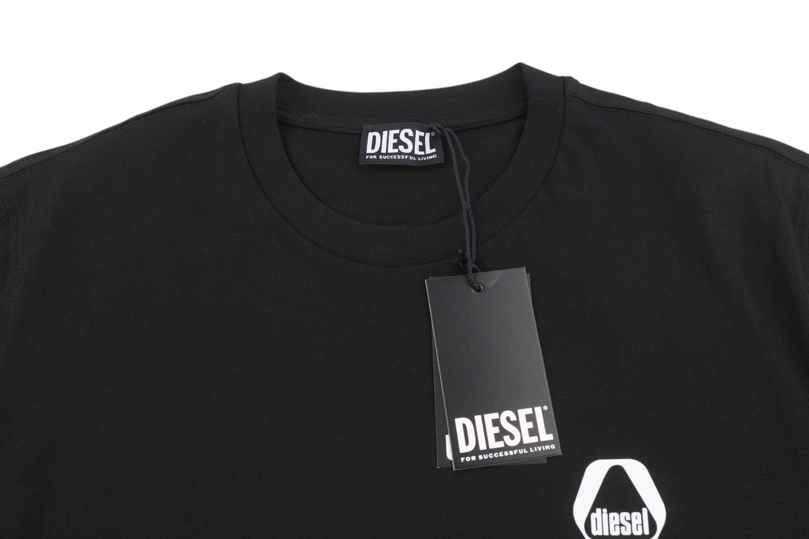 DIESEL T-Just 8-3 Men T-Shirt L Black Crew Neck Cotton Short Sleeved