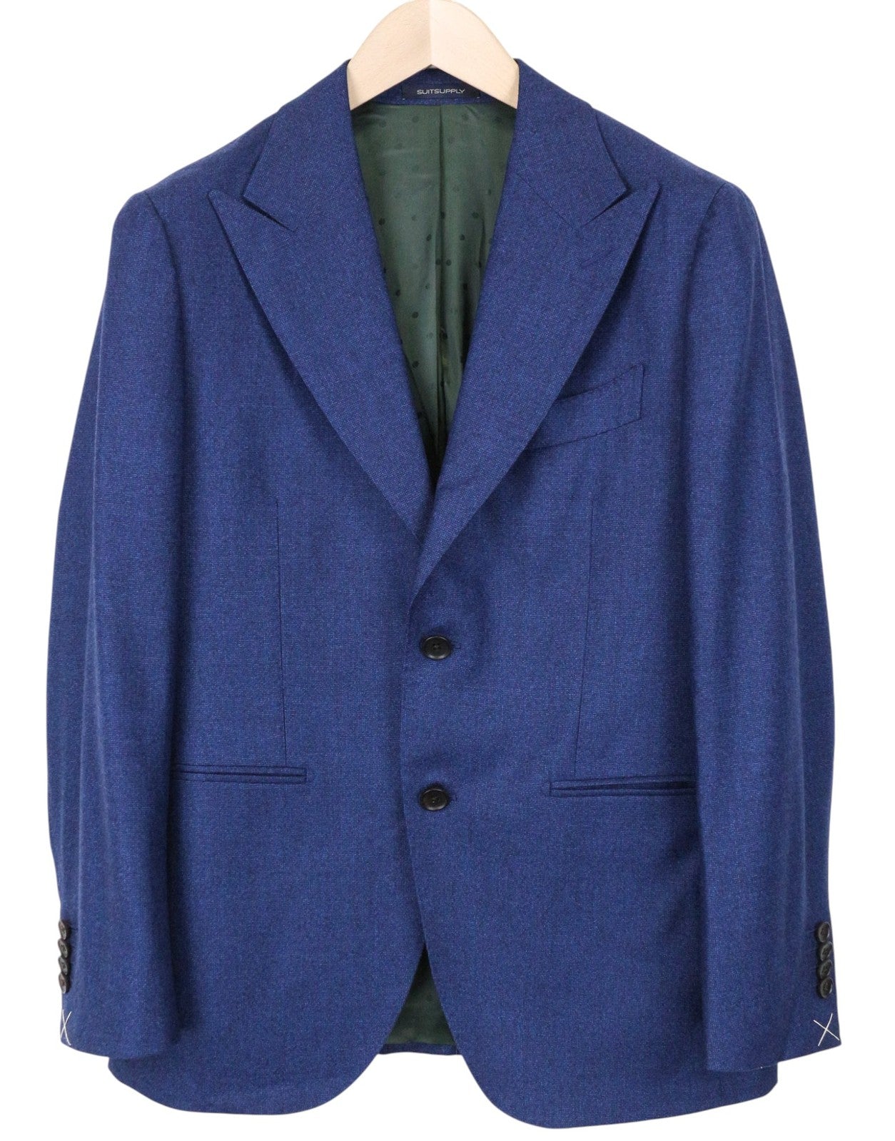 SUITSUPPLY La Spalla Men Suit UK36S Blue Slim 2-Piece Melange Wool S120s