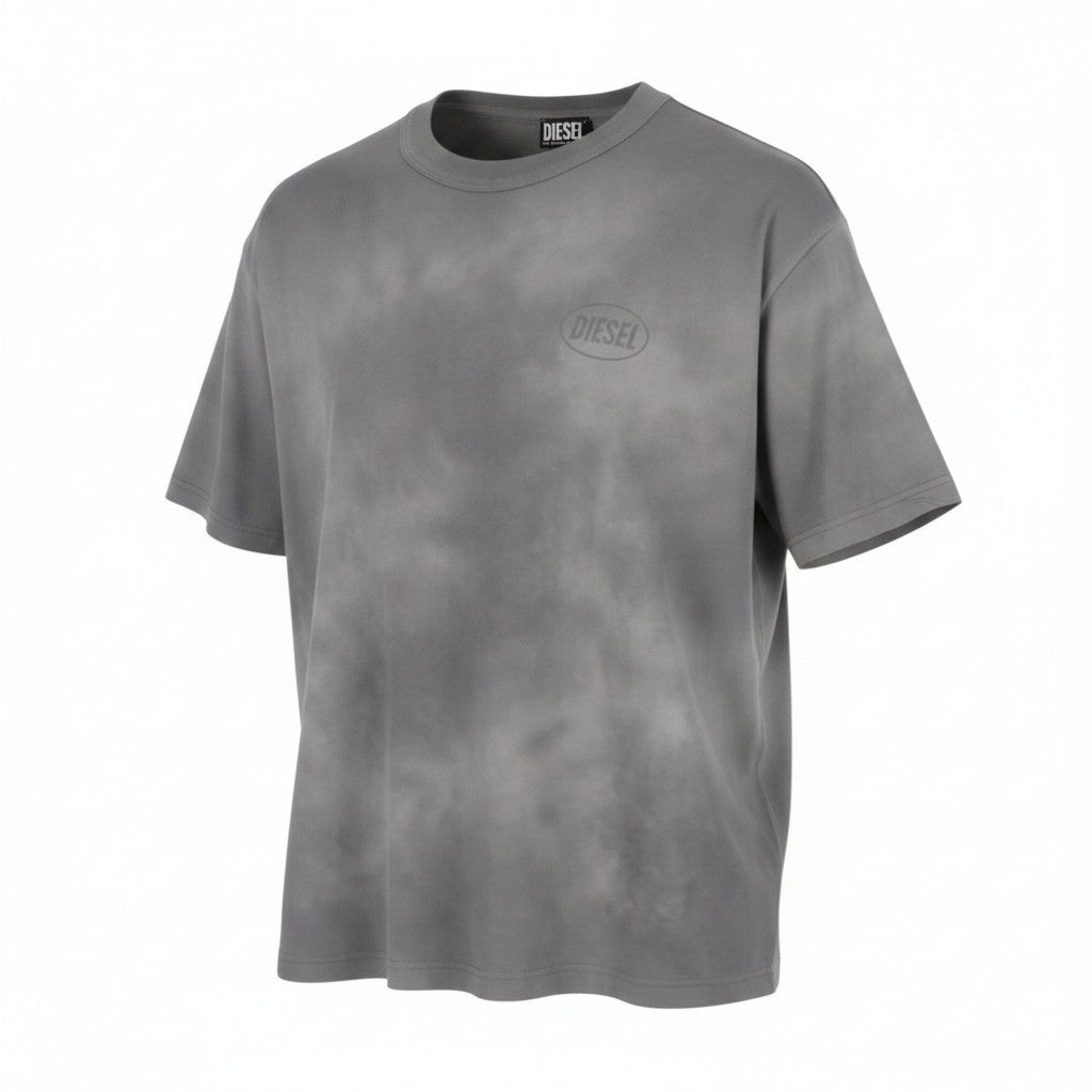DIESEL T-Wash-Out Men T-Shirt L Grey Faded Oversized Short Sleeved