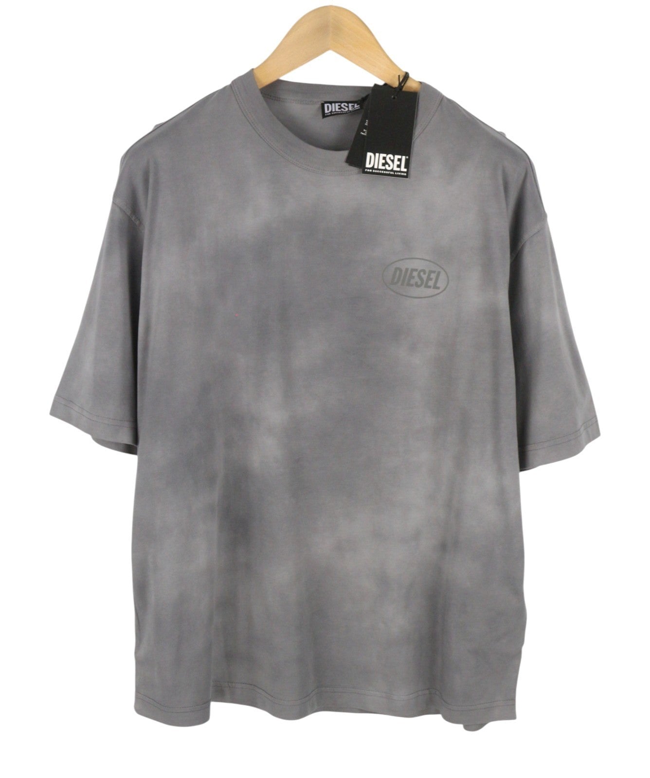 DIESEL T-Wash-Out Men T-Shirt M Grey Faded Oversized Short Sleeve