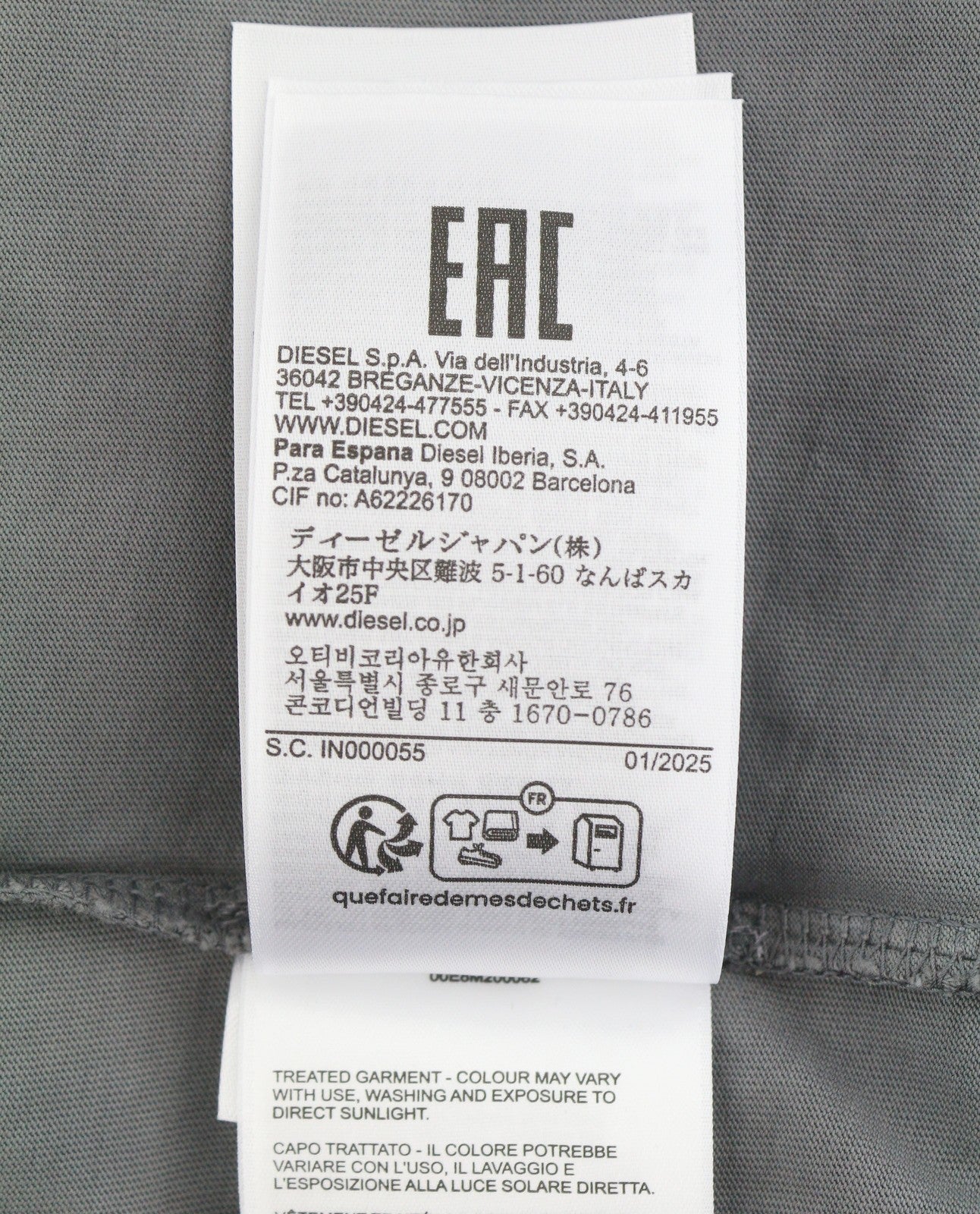 DIESEL T-Wash-Out Men T-Shirt M Grey Faded Oversized Short Sleeved
