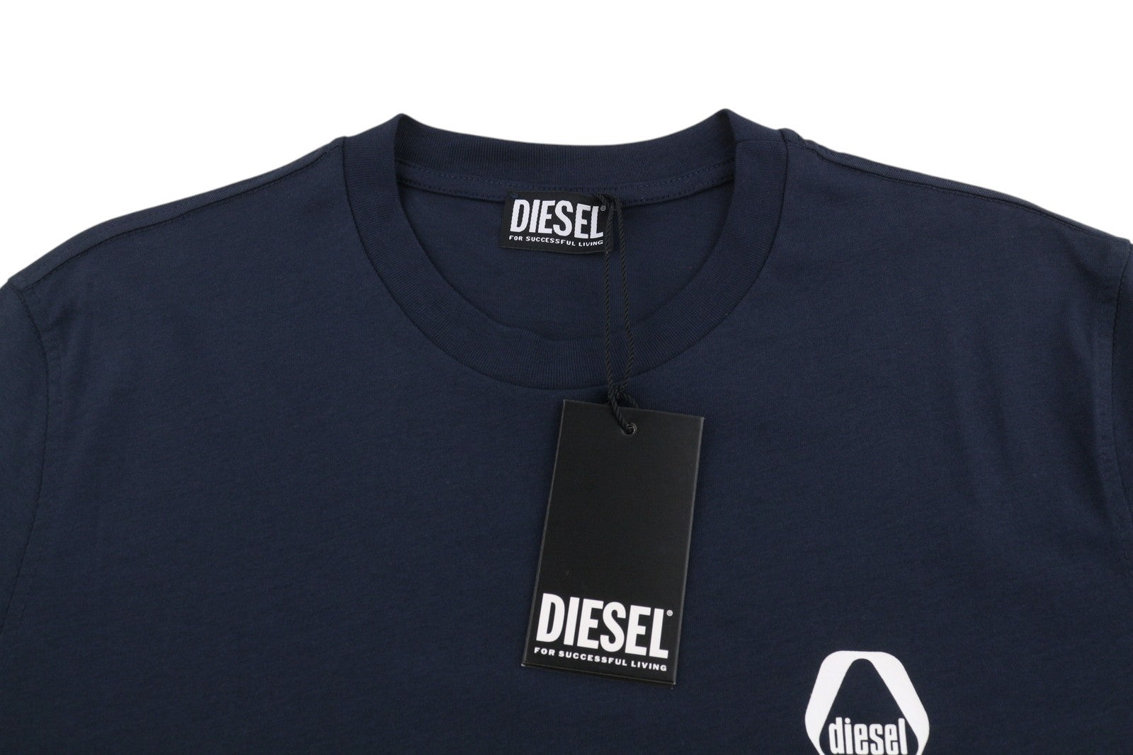 DIESEL T-Just 8-3 Men T-Shirt 2XL Dark Blue Crew Neck Cotton Short Sleeved