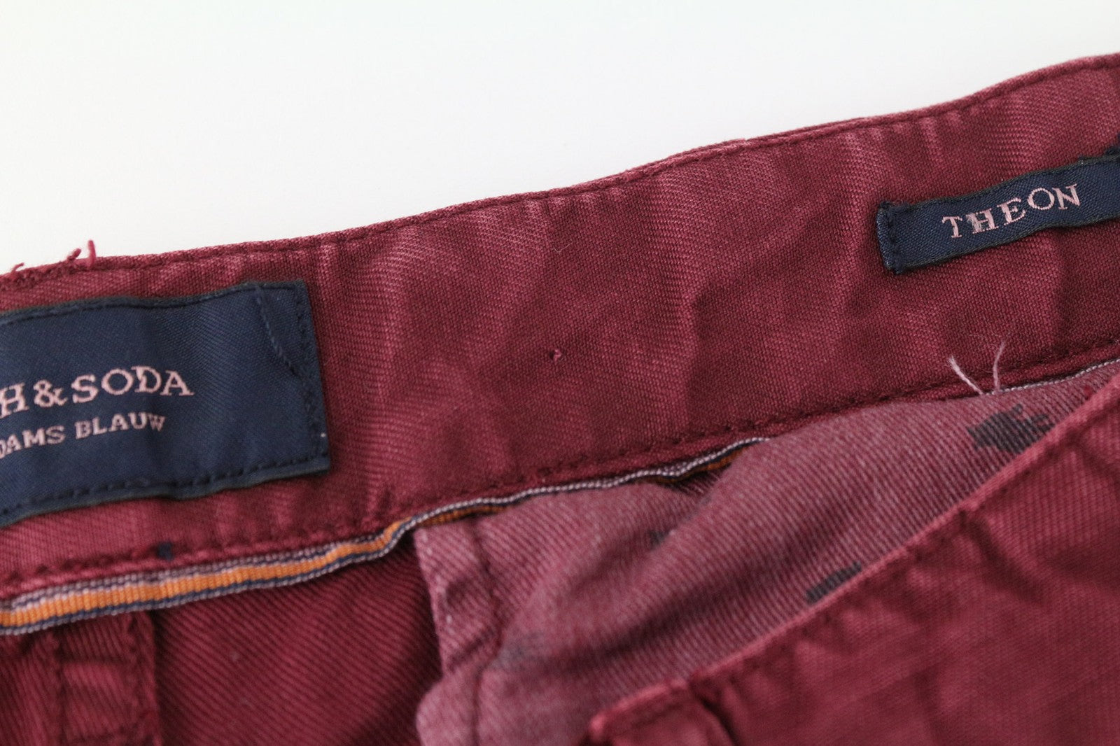 SCOTCH & SODA Theon Men Trousers W29/L34 Red Slim Taper Cut Non-Stretch Chino