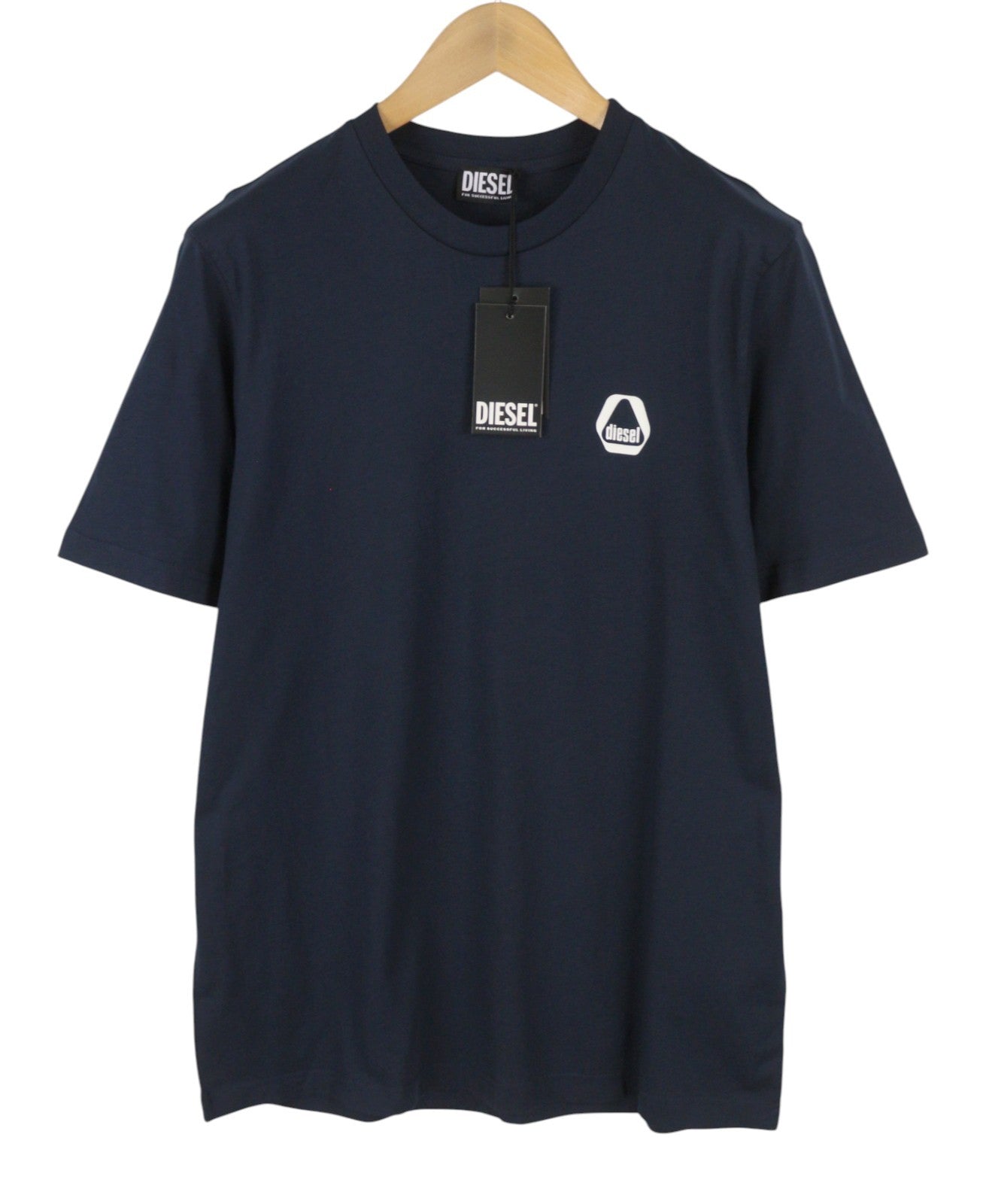 DIESEL T-Just 8-3 Men T-Shirt L Dark Blue Crew Neck Cotton Short Sleeved