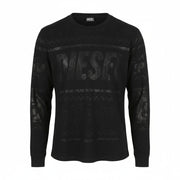 DIESEL T-Just-LS-CX11 Men T-Shirt L Black Shiny Pattern Crew Neck Long Sleeved