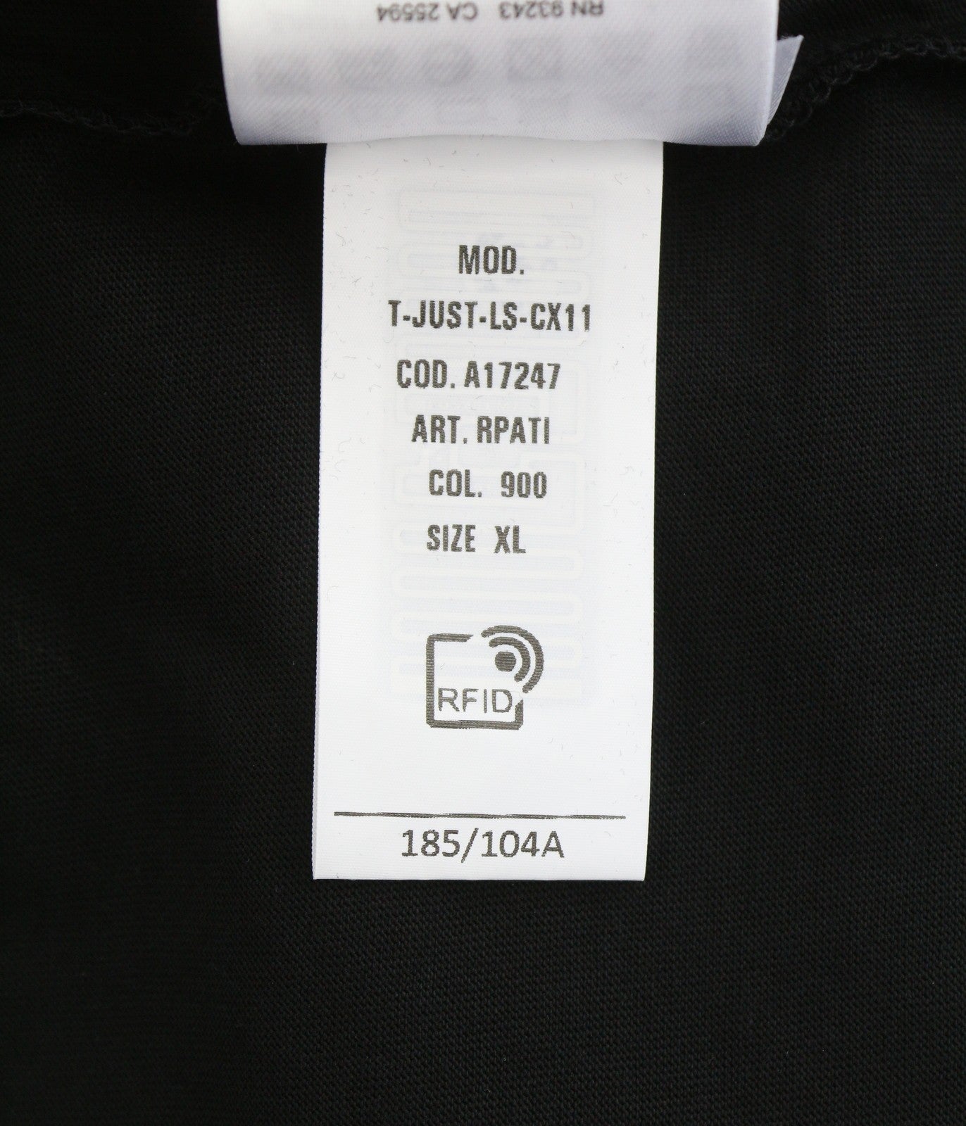 DIESEL T-Just-LS-CX11 Men T-Shirt XL Black Shiny Pattern Crew Neck Long Sleeved