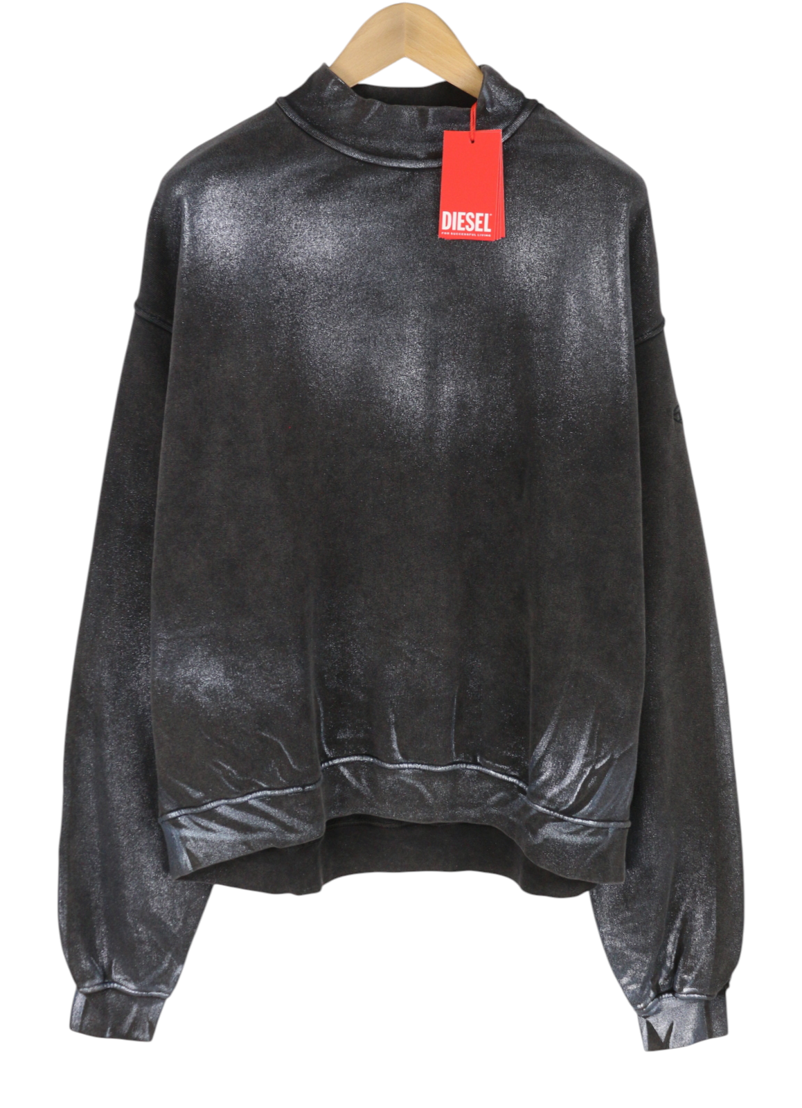 DIESEL F-Alexan Women Sweatshirt M Grey Faded Metallic Shiny Unisex RRP325