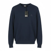 DIESEL K-Freex-Newprint Men Jumper L Dark Blue Cotton Knit Crew Neck RRP140