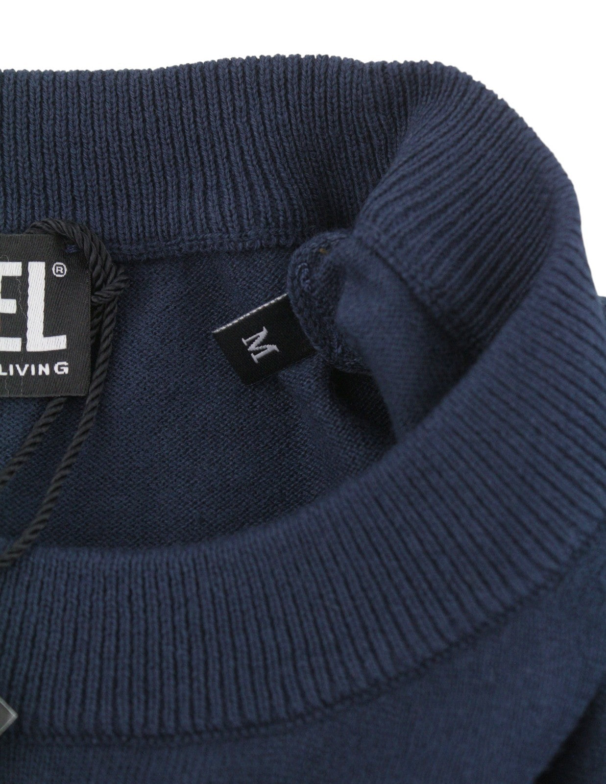 DIESEL K-Freex-Newprint Men Jumper M Dark Blue Cotton Knit Crew Neck RRP140