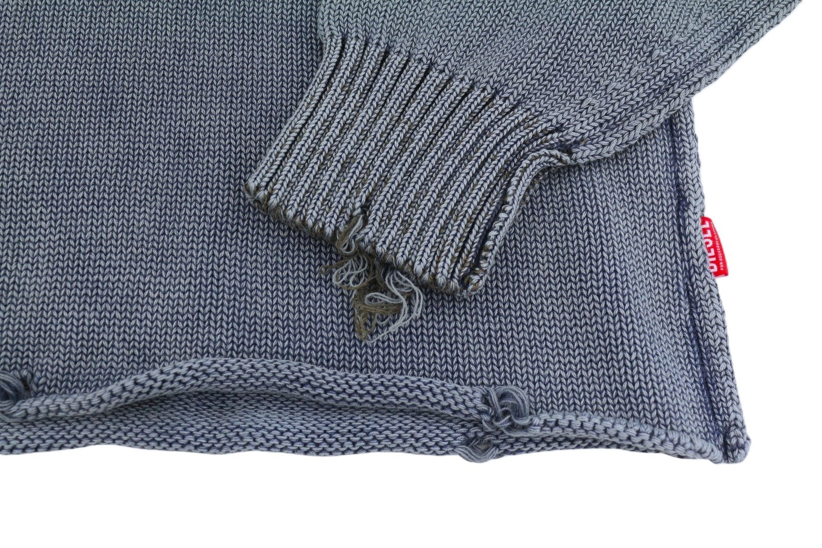 DIESEL K-Delos-A Men Jumper L Blue Faded Distress Oversized Pull On RRP395