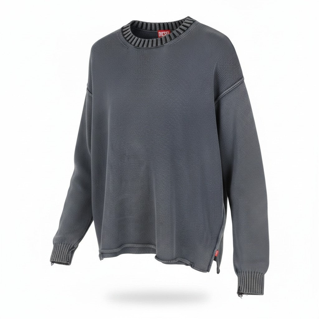 DIESEL K-Delos-A Men Jumper M Blue Faded Distress Oversized Pull On RRP395