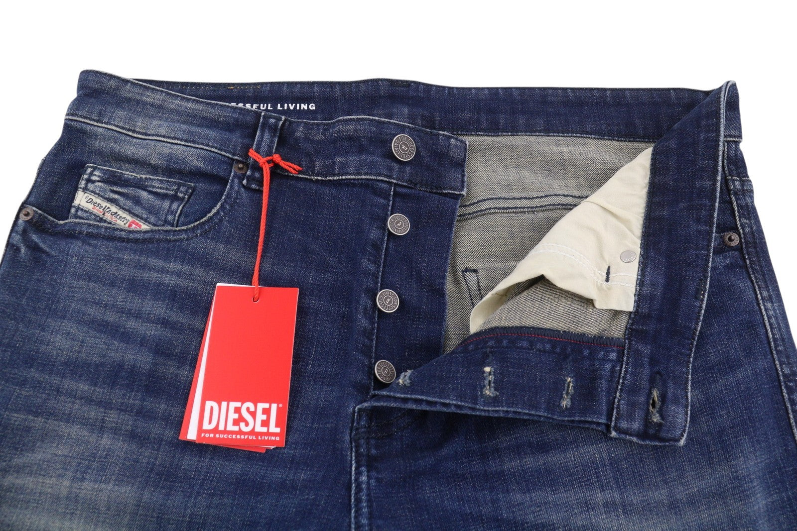 DIESEL 1998 D-Buck 09H35 Men Jeans W34/L32 Blue Faded Slim Bootcut Fit RRP175