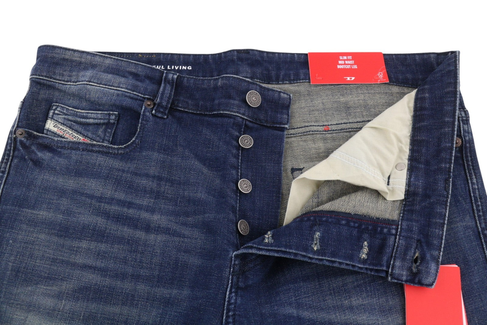 DIESEL 1998 D-Buck 09H35 Men Jeans W36/L34 Blue Faded Slim Bootcut RRP175