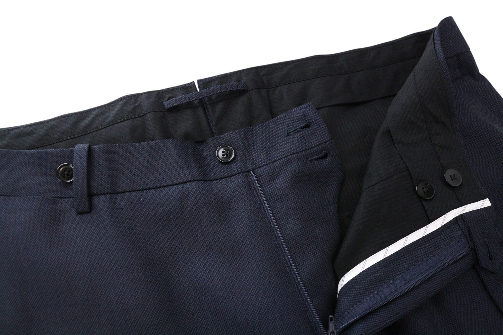 SUITSUPPLY Brescia Men Trousers UK46R Dark Blue Pure Wool Pleated Front Lined