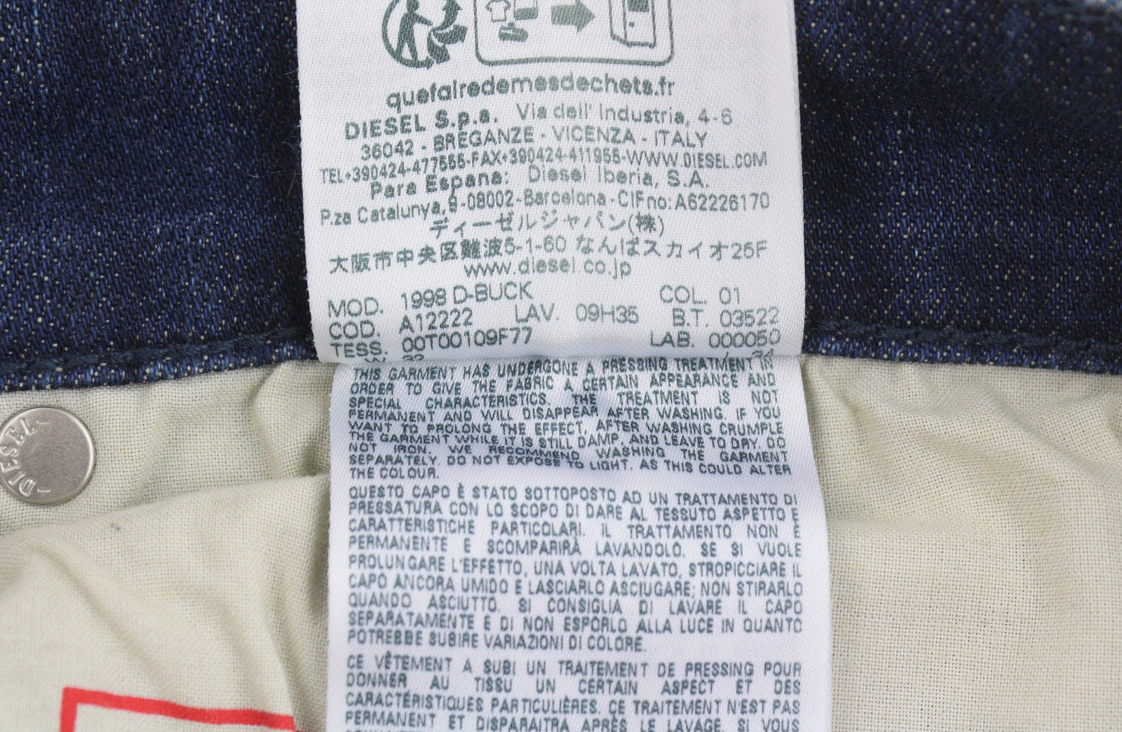 DIESEL 1998 D-Buck 09H35 Men Jeans W32/L34 Blue Faded Slim Bootcut RRP175