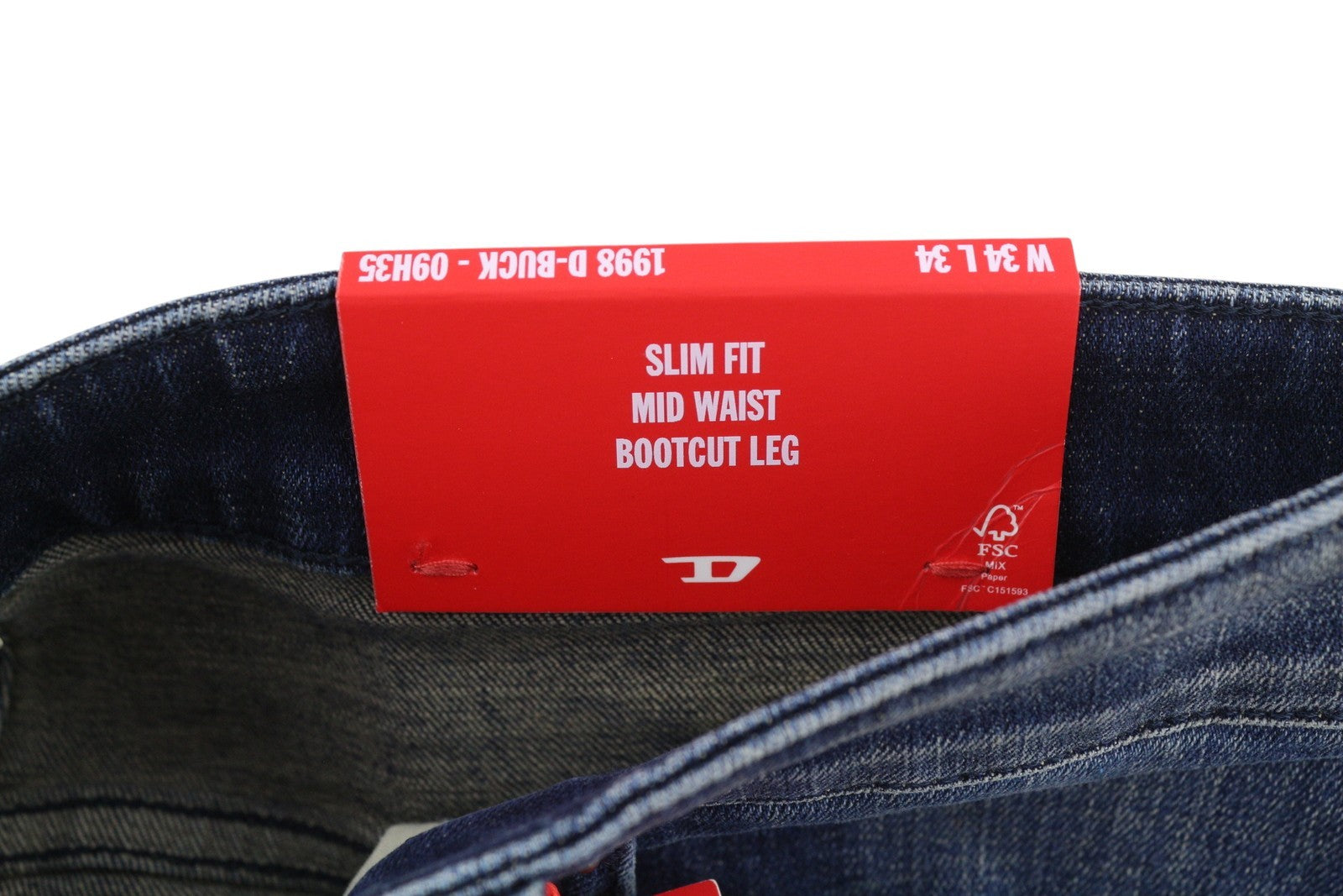 DIESEL 1998 D-Buck 09H35 Men Jeans W34/L34 Blue Faded Slim Bootcut RRP175