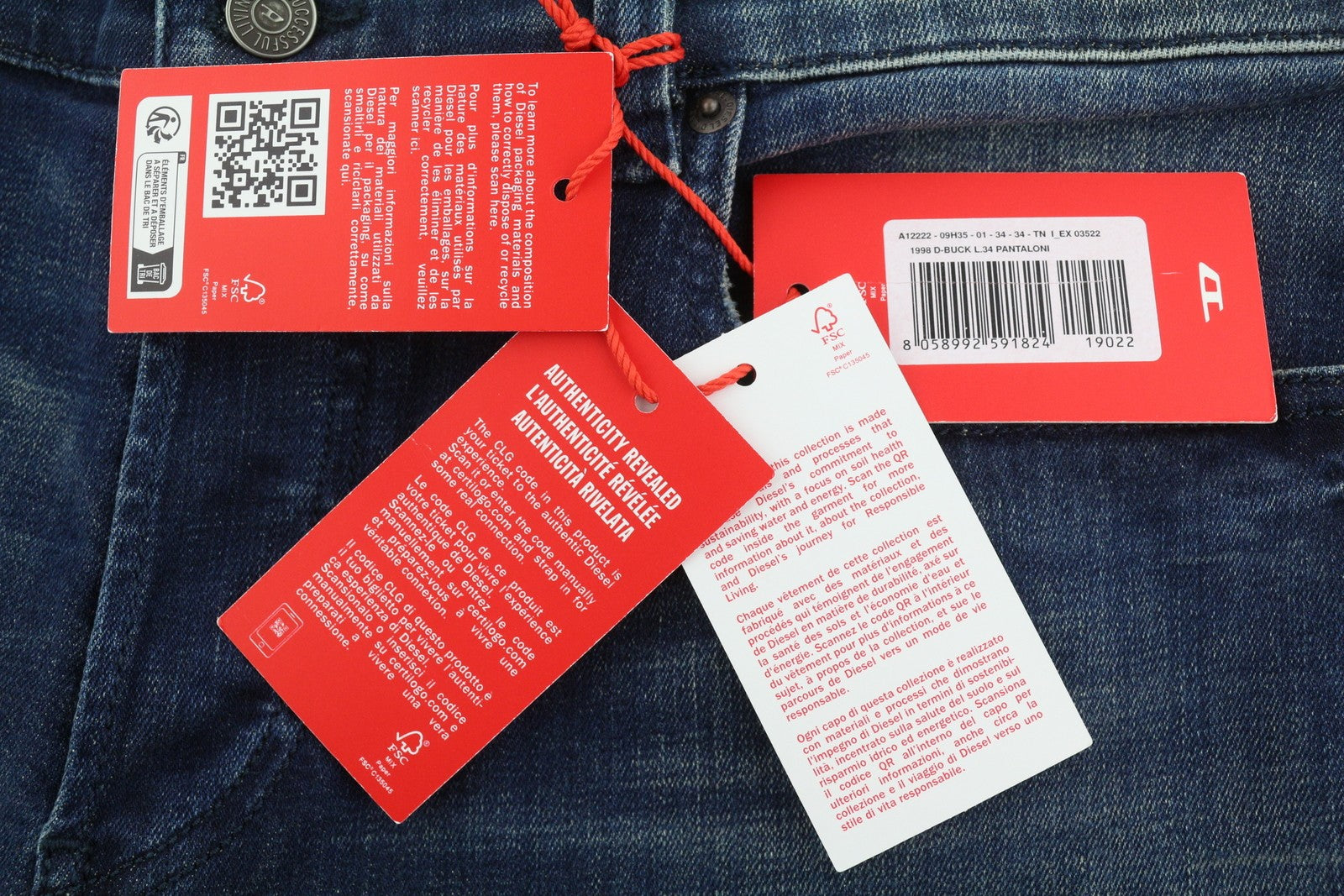DIESEL 1998 D-Buck 09H35 Men Jeans W34/L34 Blue Faded Slim Bootcut RRP175