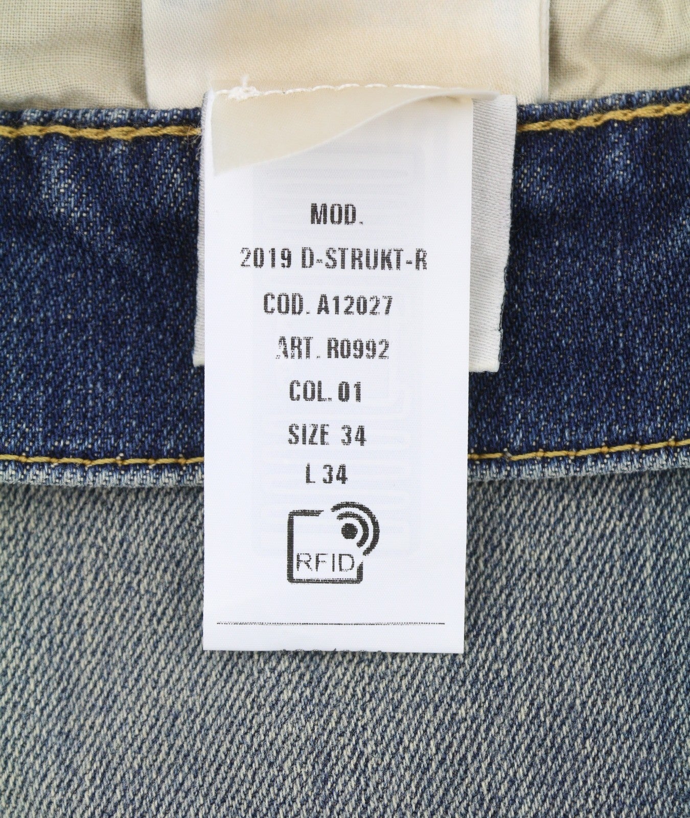 DIESEL 2019 D-Strukt R0992 Men Jeans W34/L34 Blue Faded Distress Slim RRP250