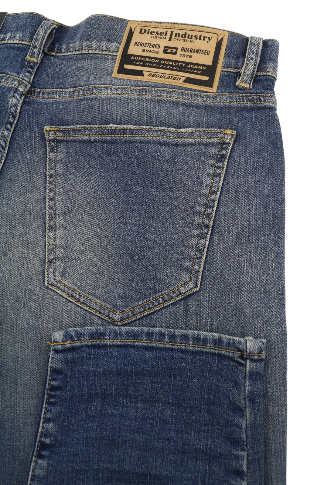 DIESEL 2019 D-Strukt R0992 Men Jeans W34/L34 Blue Faded Distress Slim RRP250