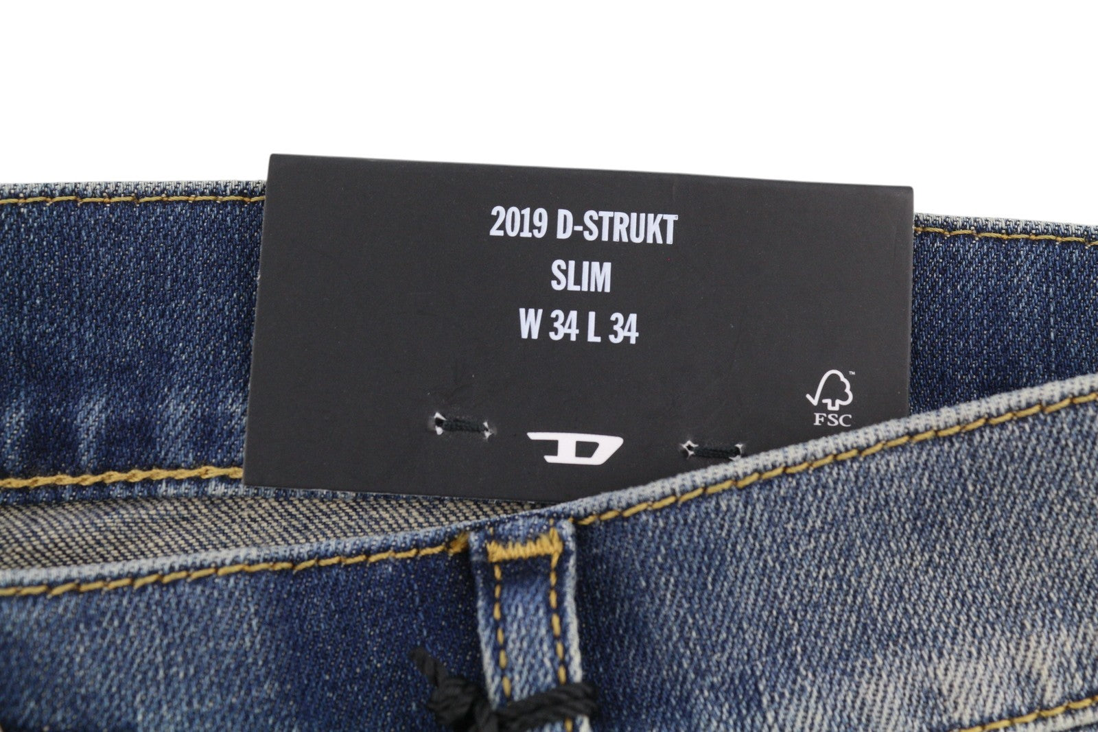 DIESEL 2019 D-Strukt R0992 Men Jeans W34/L34 Blue Faded Distress Slim RRP250