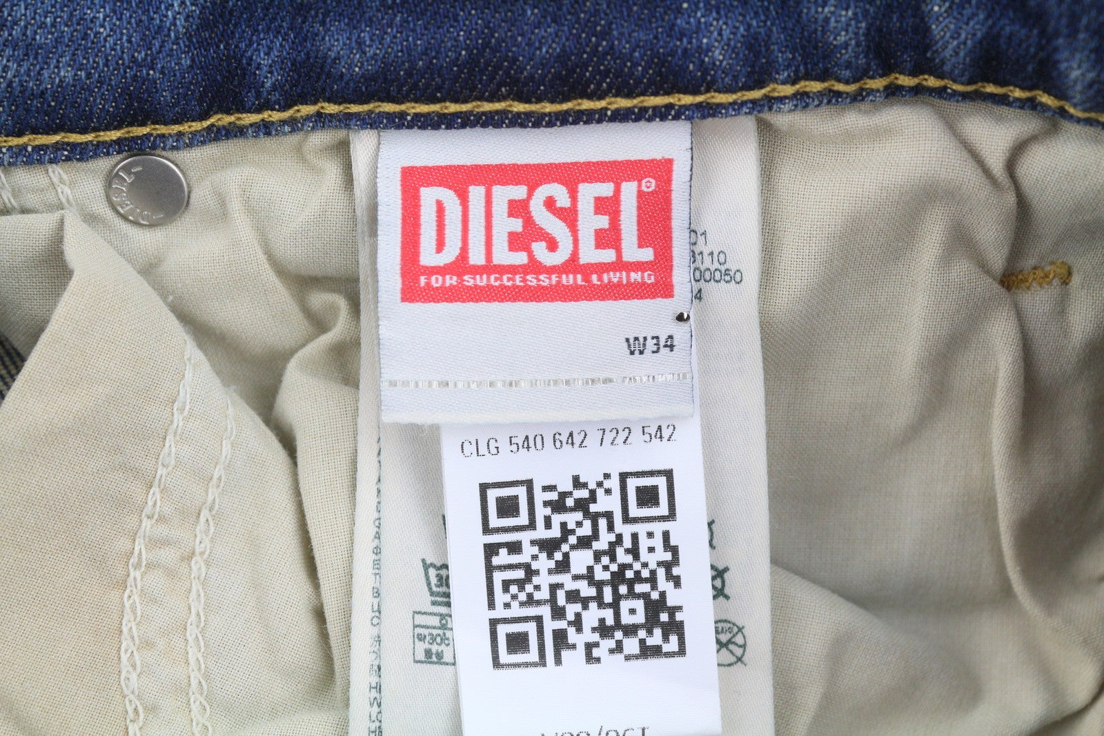 DIESEL 2019 D-Strukt R0992 Men Jeans W34/L34 Blue Faded Distress Slim RRP250