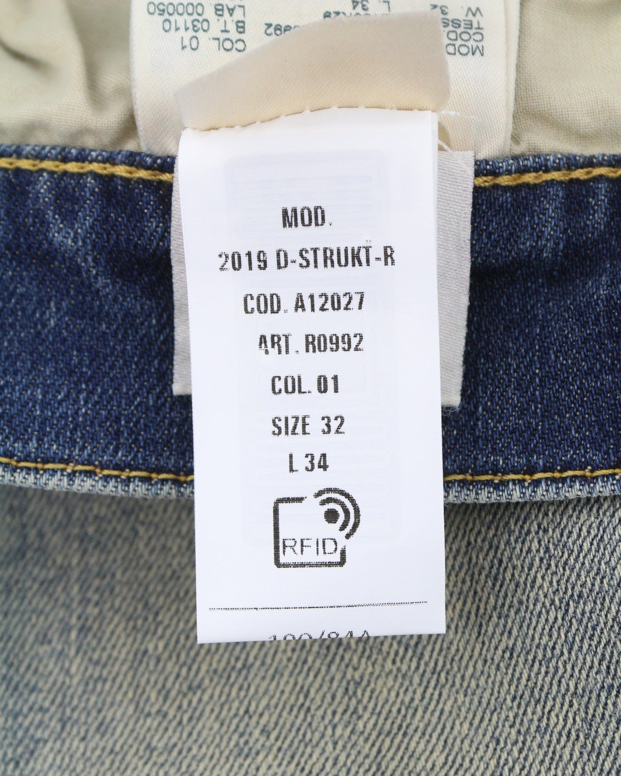 DIESEL 2019 D-Strukt R0992 Men Jeans W32/L34 Blue Faded Distress Slim RRP250