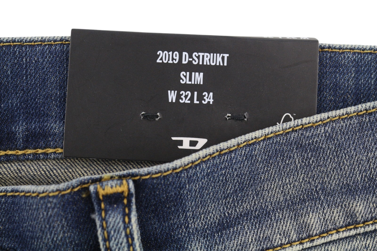 DIESEL 2019 D-Strukt R0992 Men Jeans W32/L34 Blue Faded Distress Slim RRP250
