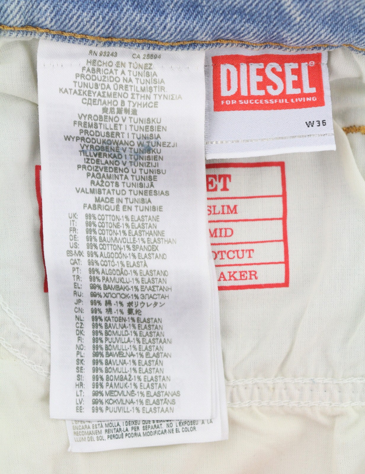 DIESEL 1998 D-Buck 09H39 Men Jeans W36/L32 Blue Distress Slim Bootcut RRP195