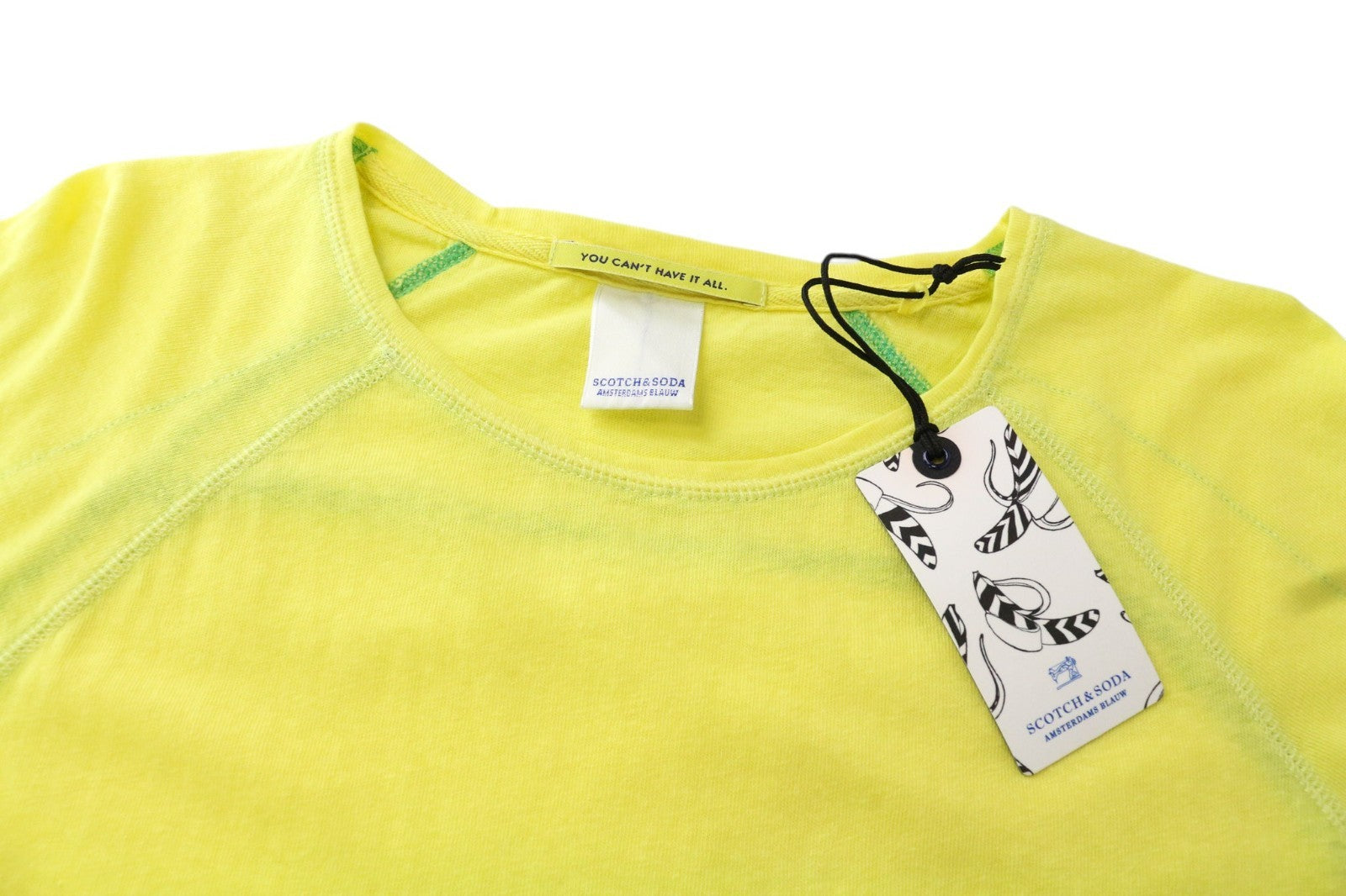 SCOTCH & SODA Ams Blauw Men T-Shirt S/M Yellow 3/4 Sleeved Pull On Pocketed