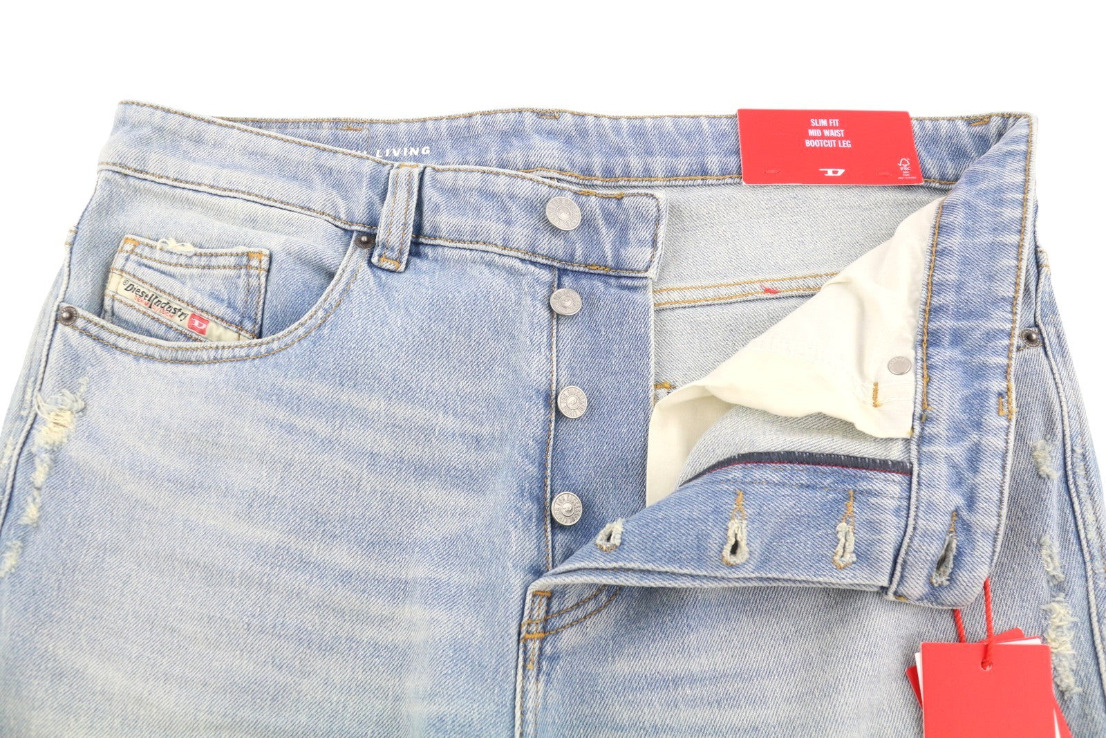 DIESEL 1998 D-Buck 09H39 Men Jeans W32/L32 Blue Distress Slim Bootcut RRP195