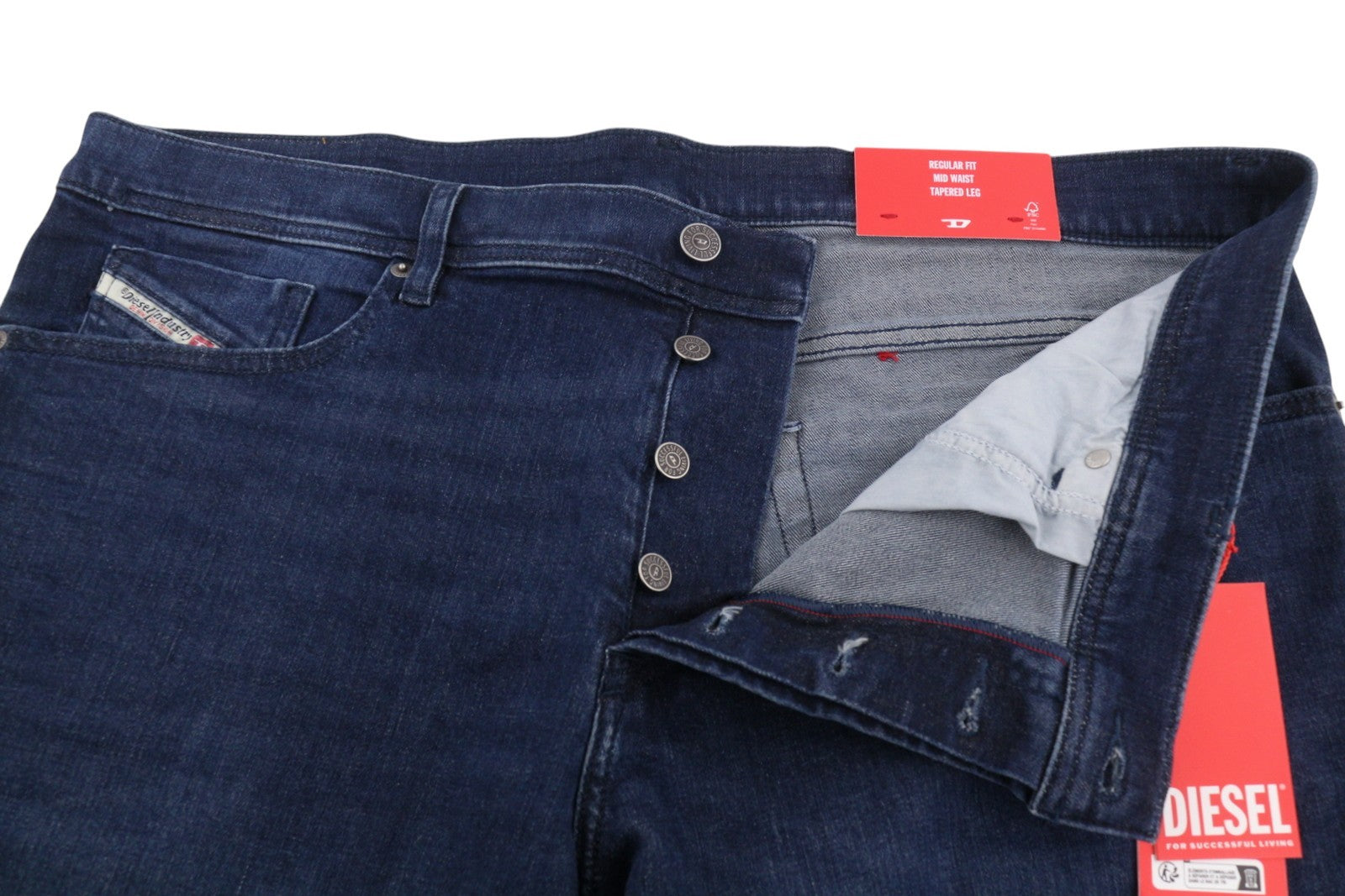 DIESEL 2023 D-Finitive 0CNAA Men Jeans W38/L34 Blue Faded Regular Tapered RRP150