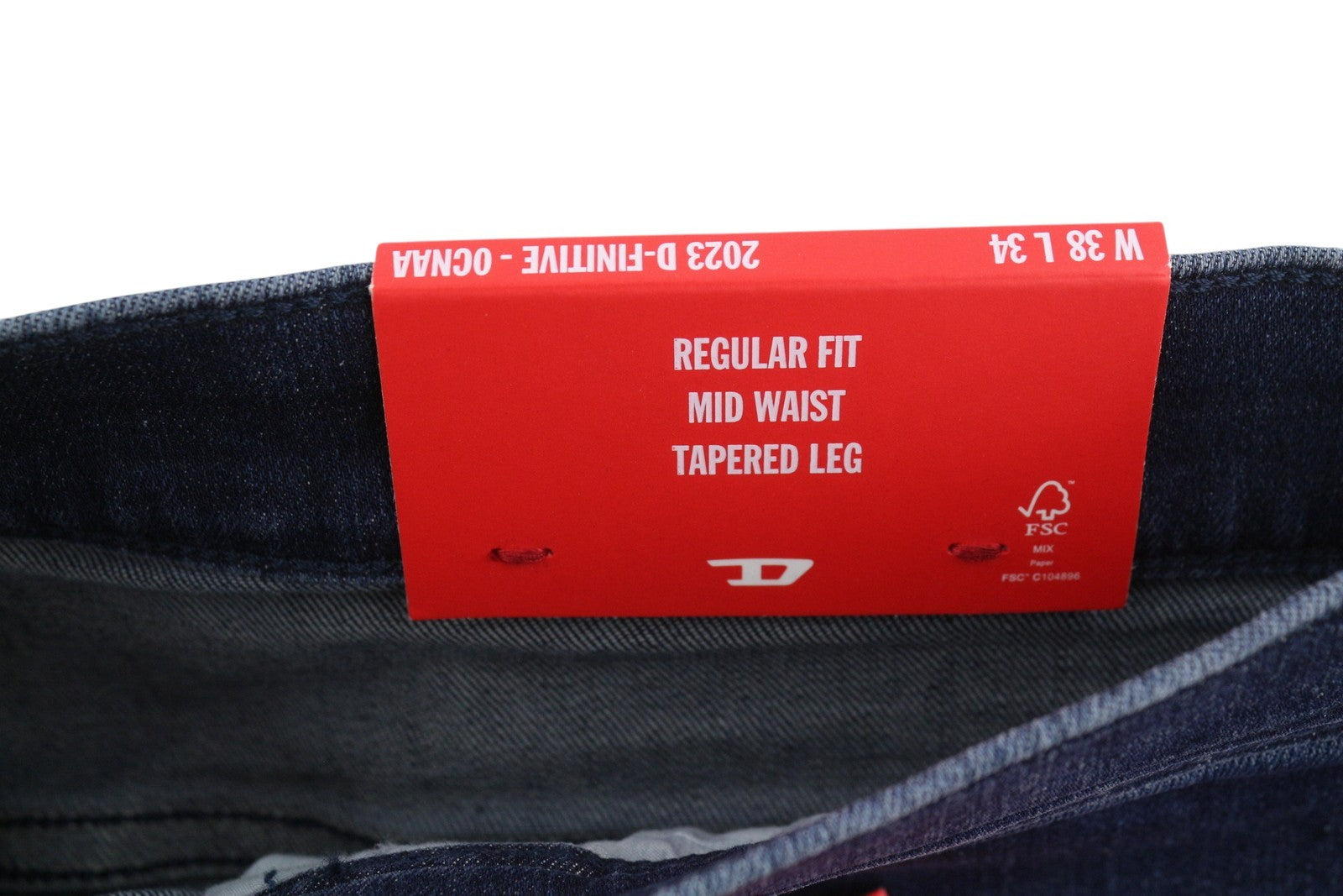 DIESEL 2023 D-Finitive 0CNAA Men Jeans W38/L34 Blue Faded Regular Tapered RRP150