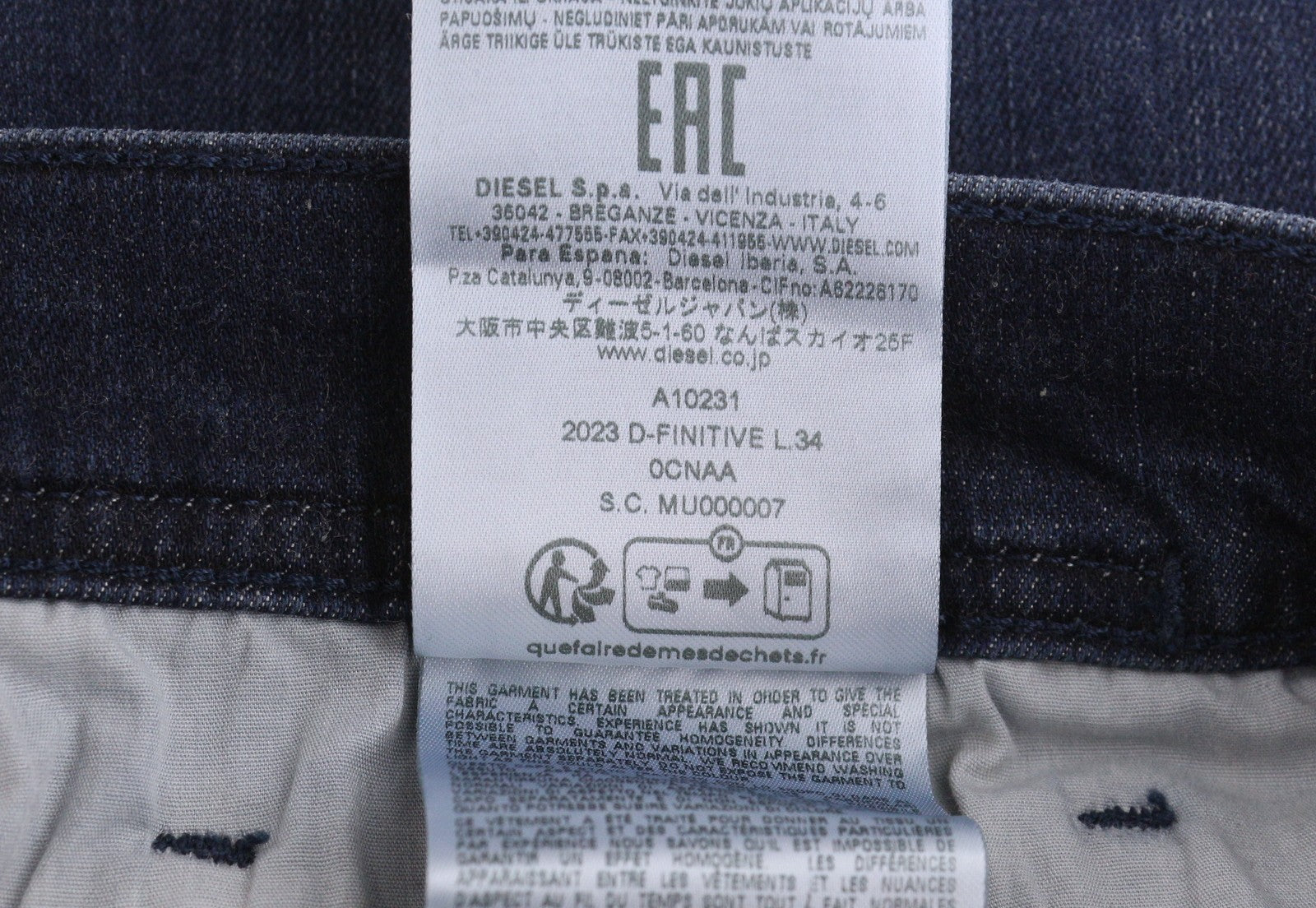 DIESEL 2023 D-Finitive 0CNAA Men Jeans W32/L34 Blue Faded Regular Tapered RRP150