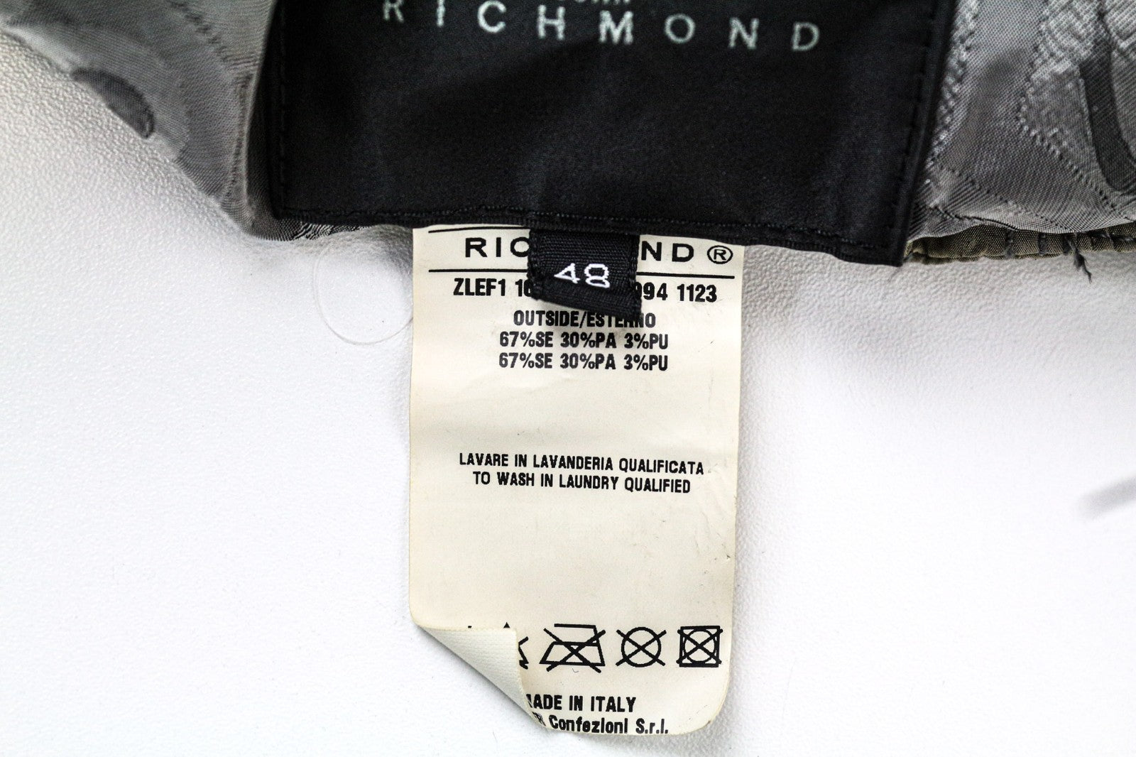 JOHN RICHMOND Men Jacket 48 M Khaki Green Silk Blend Zipped Lightweight
