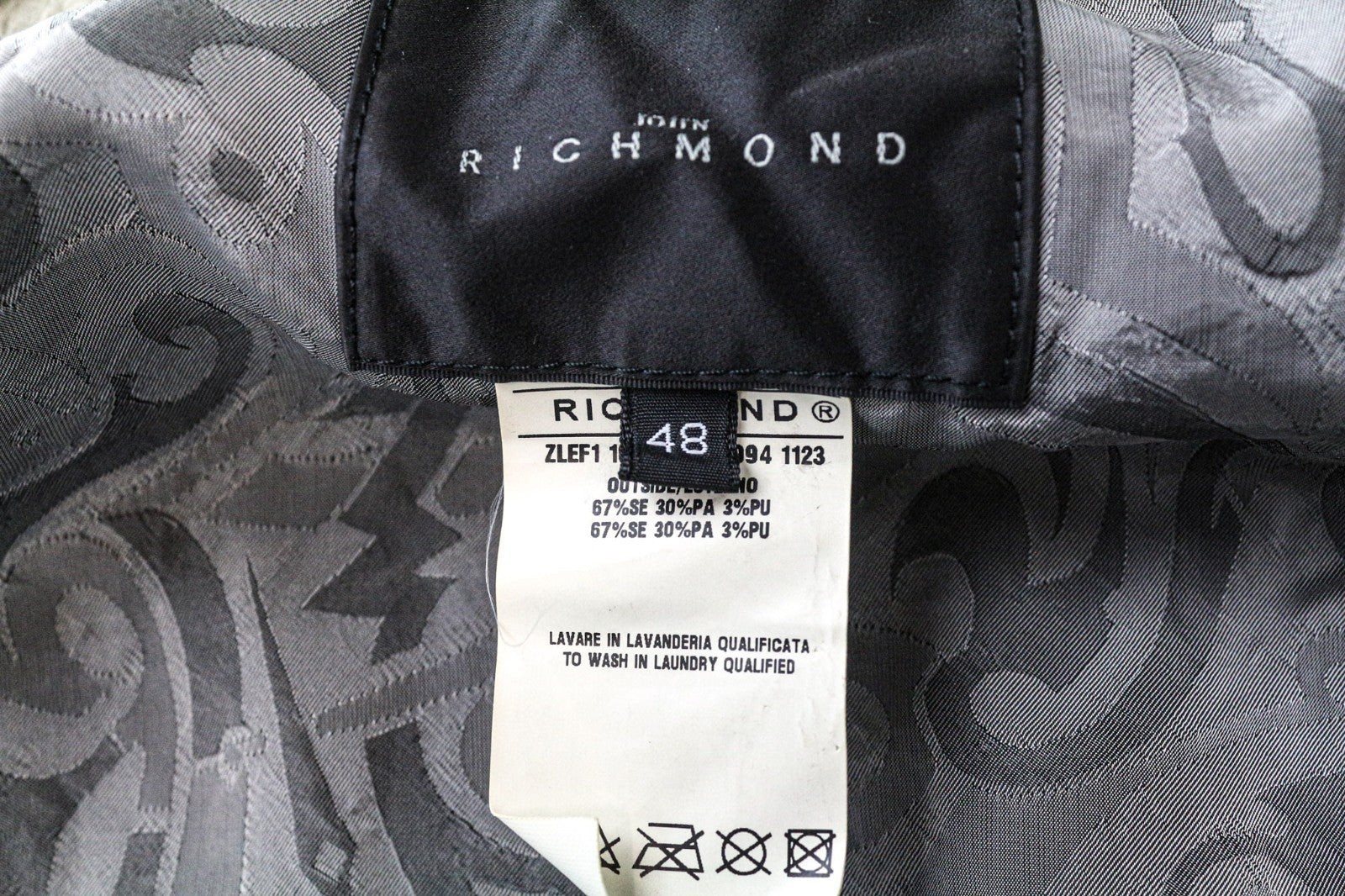 JOHN RICHMOND Men Jacket 48 M Khaki Green Silk Blend Zipped Lightweight