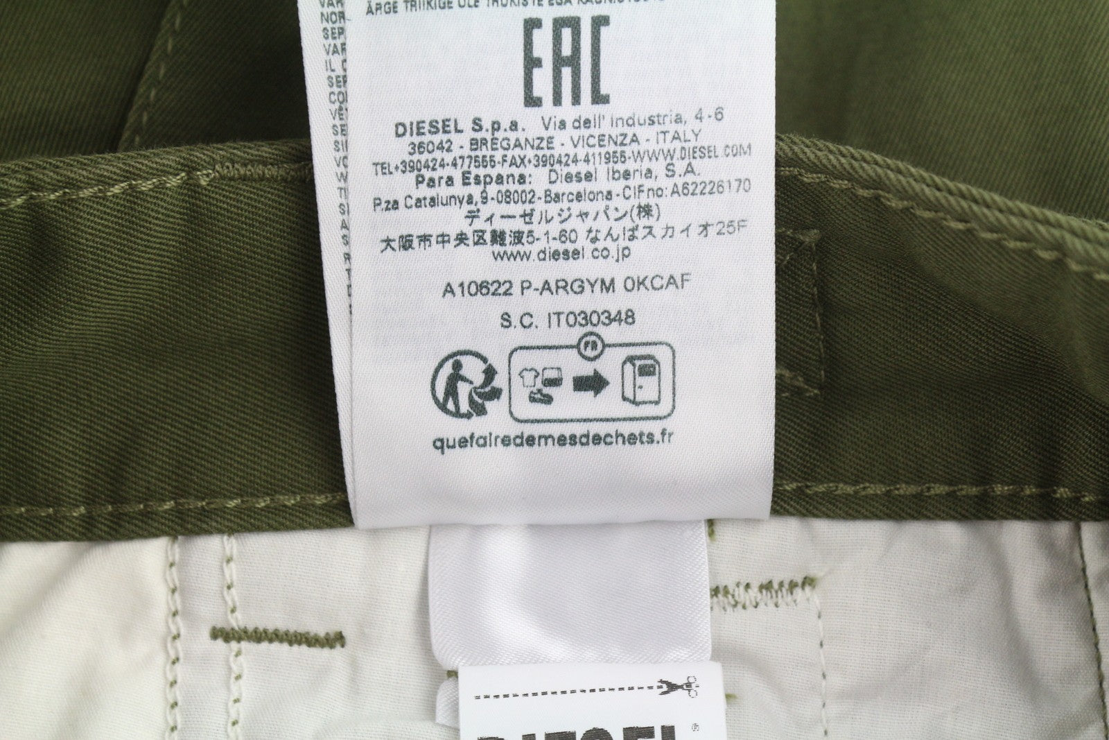 DIESEL P-Argym Men Trousers 54 W37 Khaki Green Regular Fit Cargo RRP225