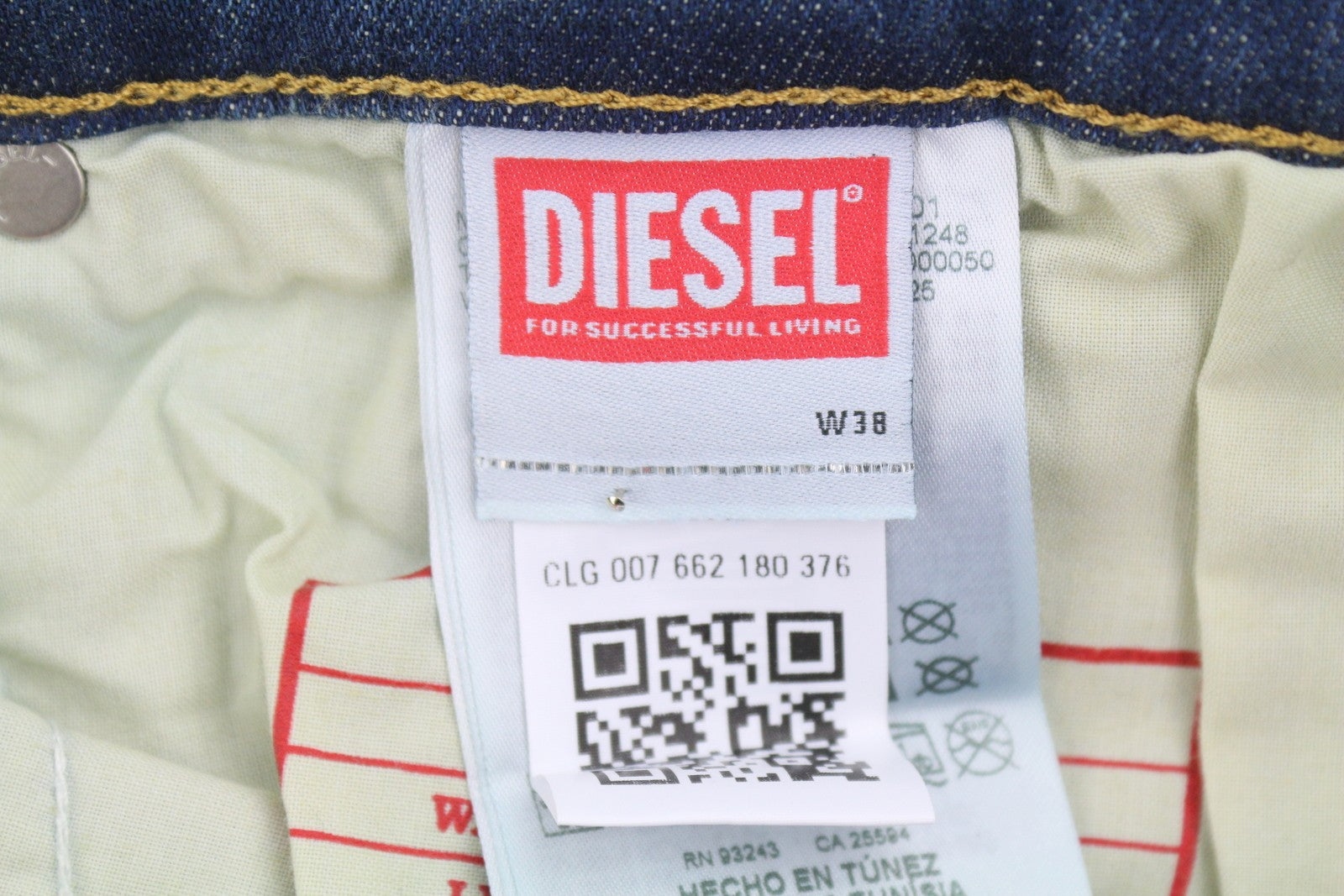 DIESEL 2019 D-Strukt 09J50 Men Jeans W38/L32 Blue Whiskers Faded Slim Fit RRP195