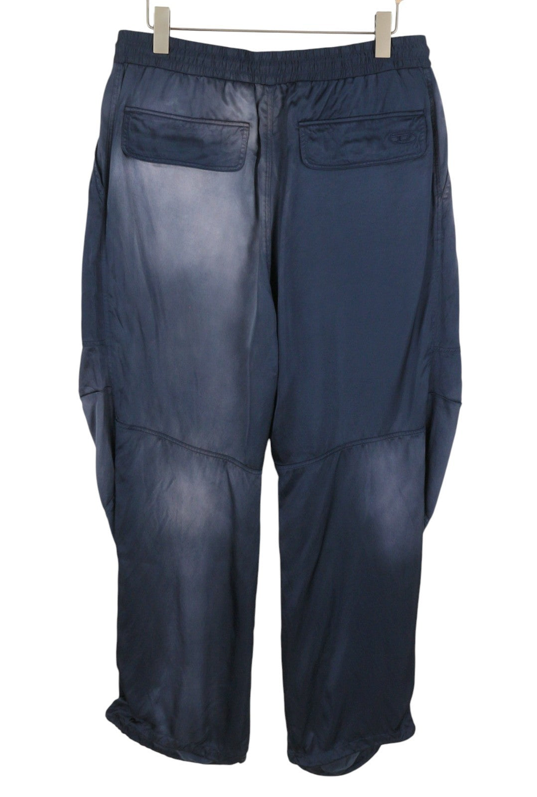 DIESEL P-Marty Men Trousers 52 W35 Blue Satin Oversized Extra-Baggy Cargo RRP325