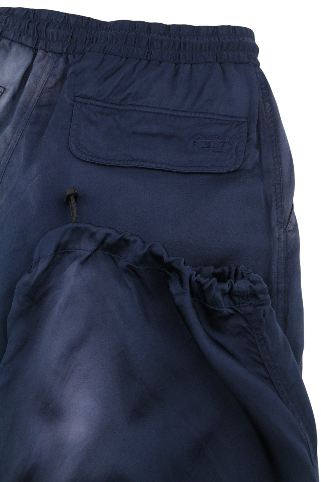 DIESEL P-Marty Men Trousers 52 W35 Blue Satin Oversized Extra-Baggy Cargo RRP325