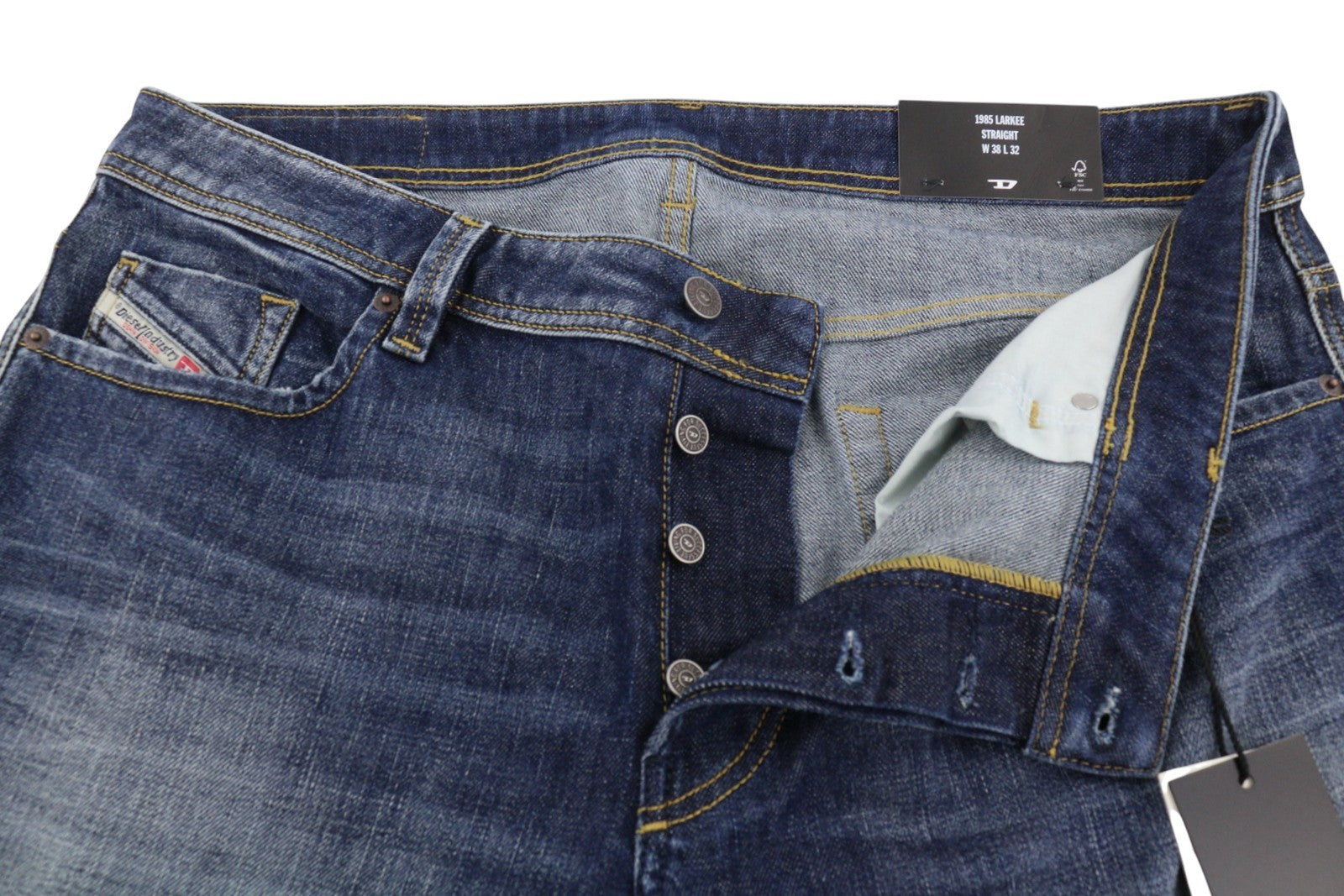 DIESEL 1985 Larkee R917X Men Jeans W38/L32 Blue Whiskers Faded Straight RRP195