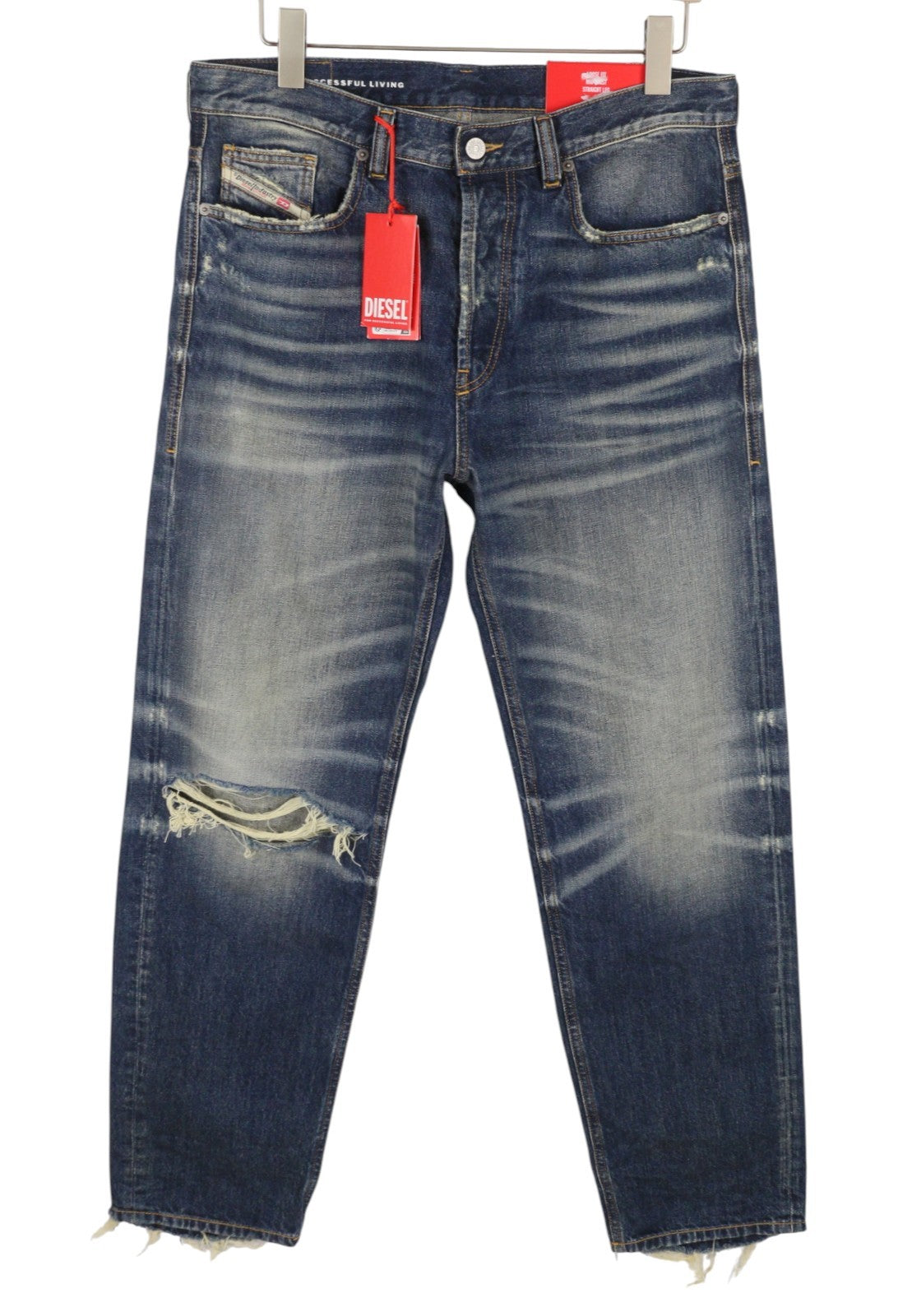 DIESEL 2010 D-Macs 09J95 Men Jeans W32/L32 Blue Distress Loose Straight RRP275