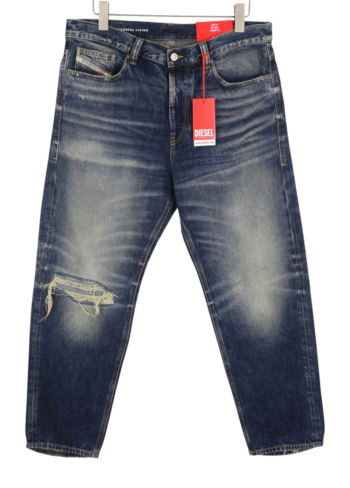 DIESEL 2010 D-Macs 09J95 Men Jeans W36/L32 Blue Distress Loose Straight RRP275